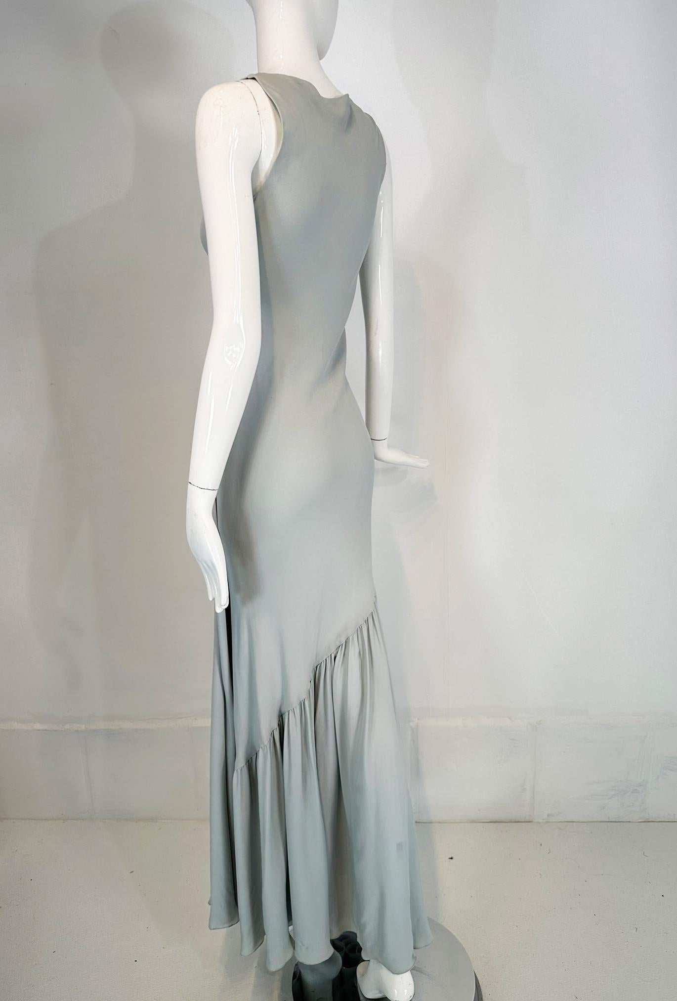 Ralph Lauren Collection 1930s Inspired Pale Blue Silk Crepe Bias Cut  Gown  2 For Sale 6