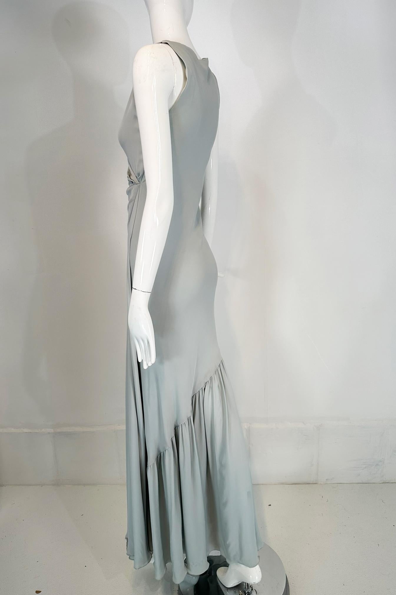 Ralph Lauren Collection 1930s Inspired Pale Blue Silk Crepe Bias Cut  Gown  2 For Sale 7