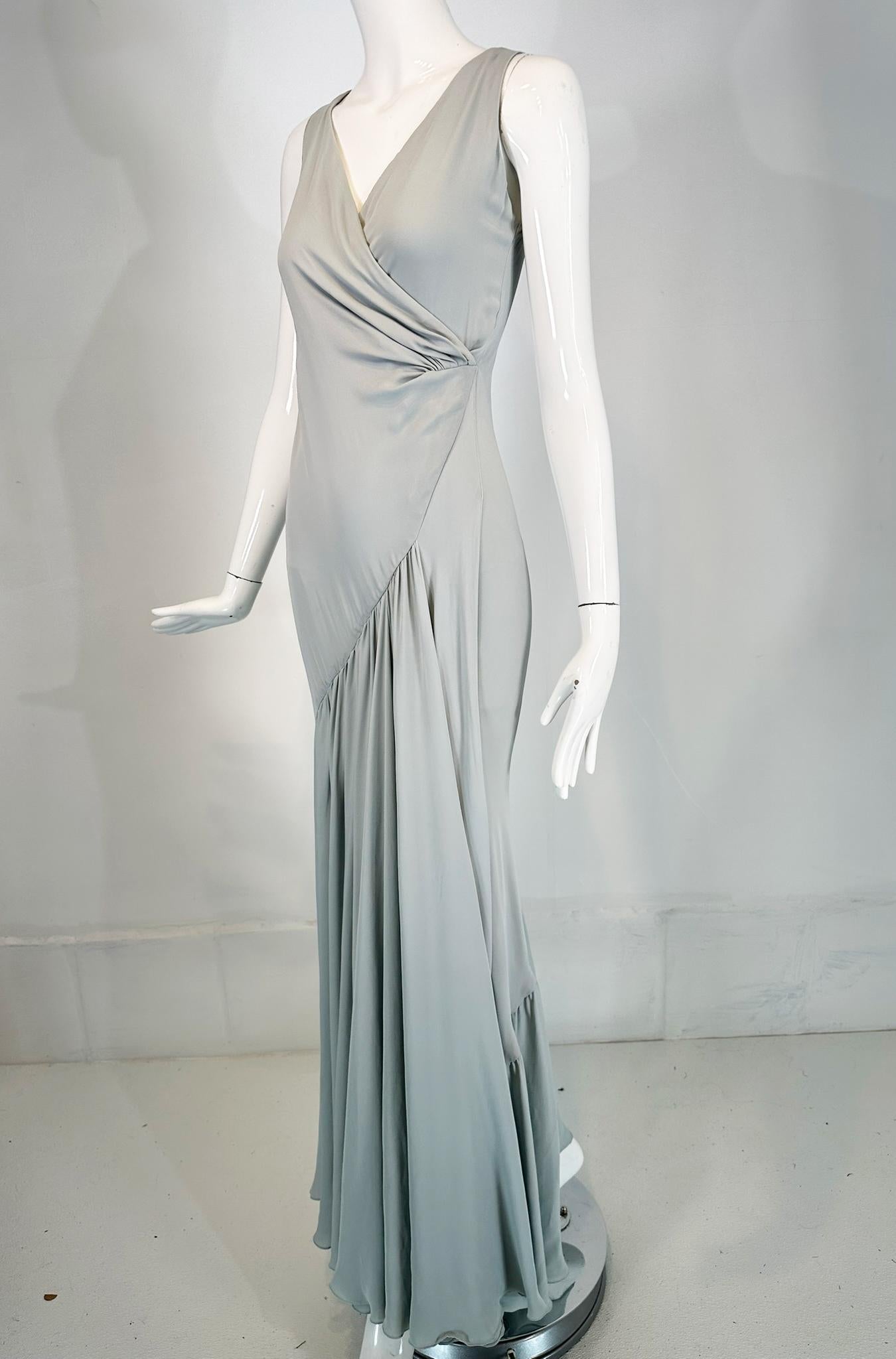 Ralph Lauren Collection 1930s Inspired Pale Blue Silk Crepe Bias Cut  Gown  2 For Sale 9