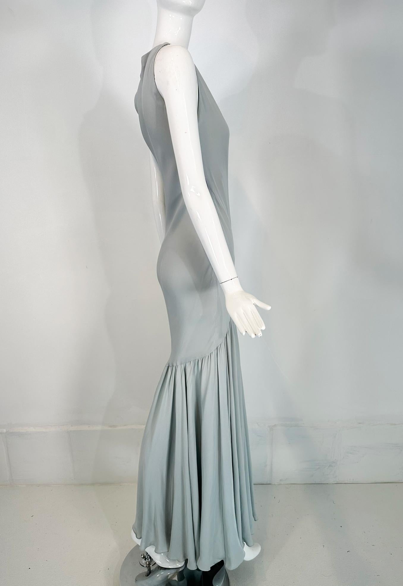 Ralph Lauren Collection 1930s Inspired Pale Blue Silk Crepe Bias Cut  Gown  2 For Sale 1