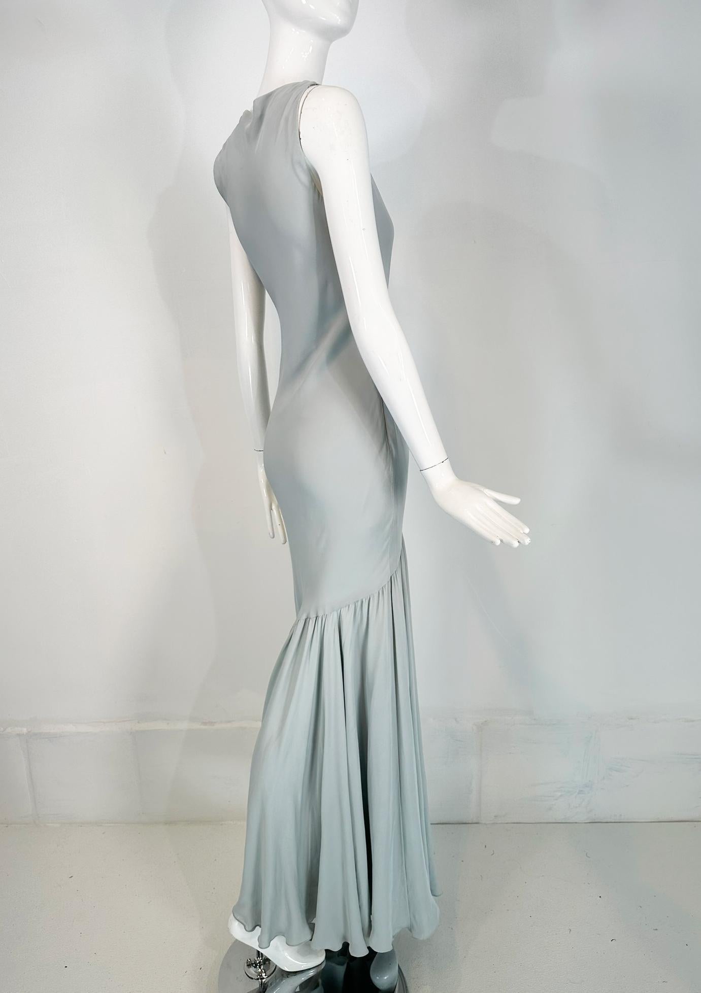 Ralph Lauren Collection 1930s Inspired Pale Blue Silk Crepe Bias Cut  Gown  2 For Sale 2