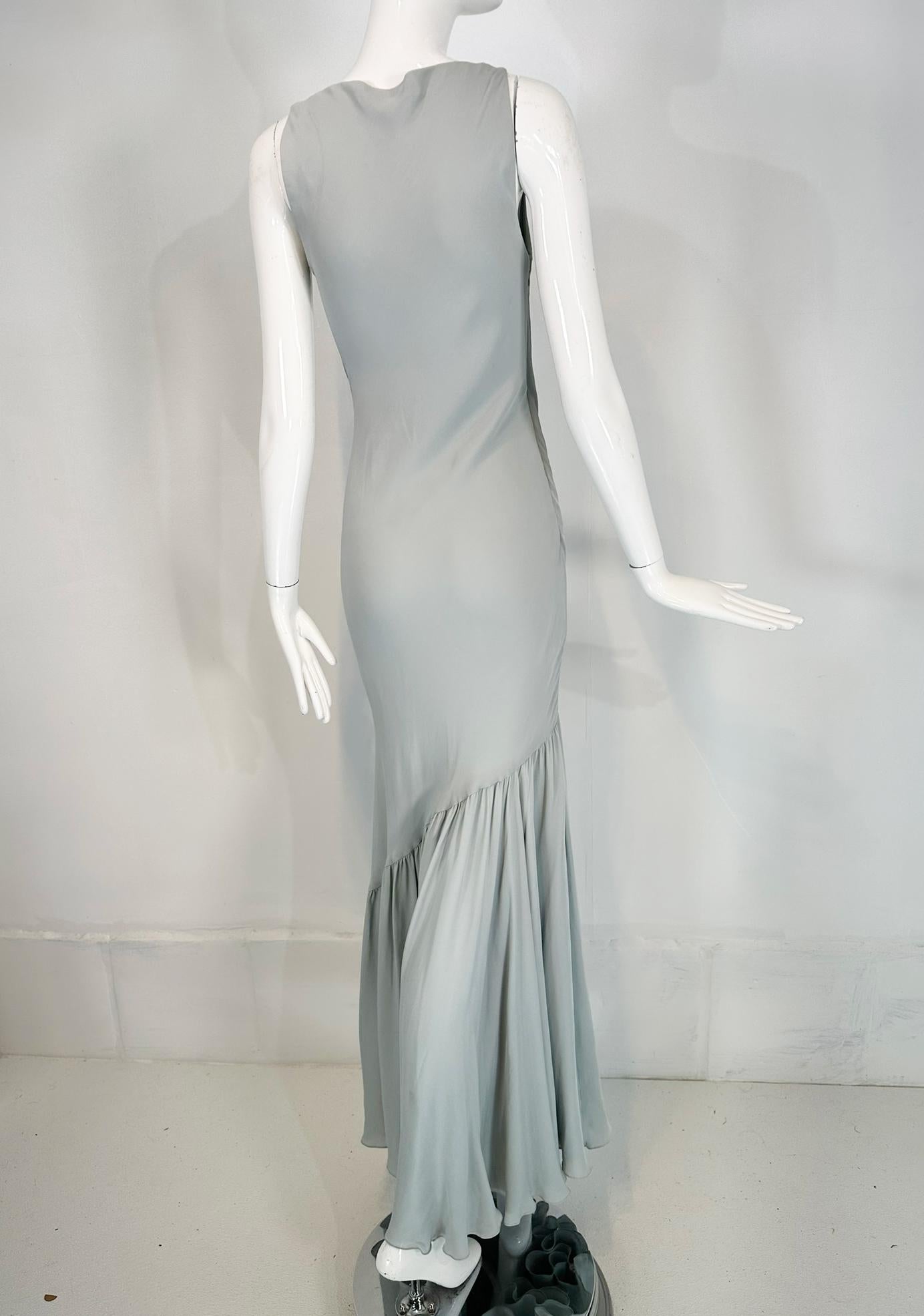Ralph Lauren Collection 1930s Inspired Pale Blue Silk Crepe Bias Cut  Gown  2 For Sale 3