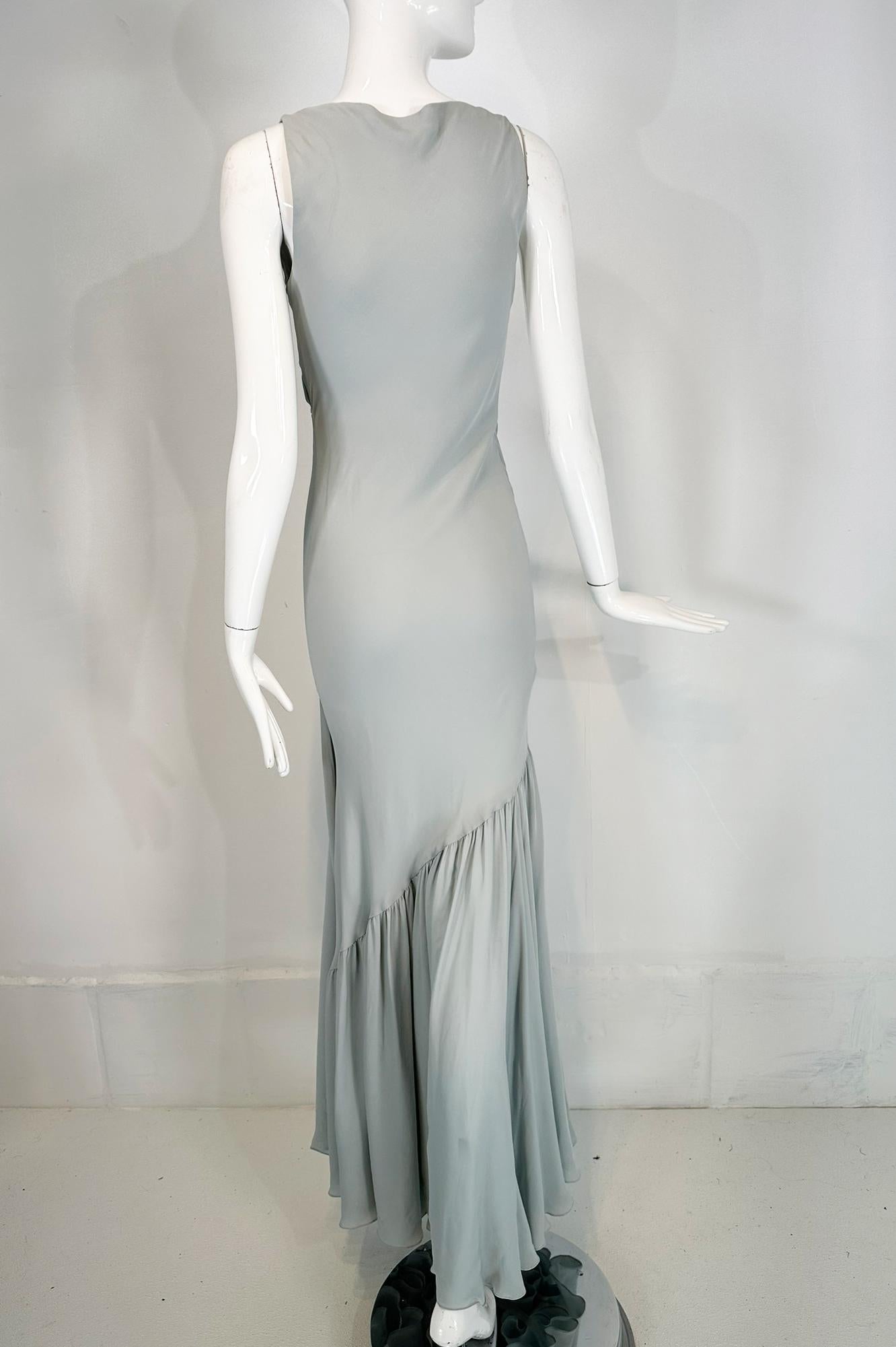 Ralph Lauren Collection 1930s Inspired Pale Blue Silk Crepe Bias Cut  Gown  2 For Sale 4