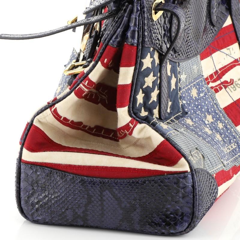 Ralph Lauren Collection American Flag Ricky Satchel Patchwork Canvas with Python 3