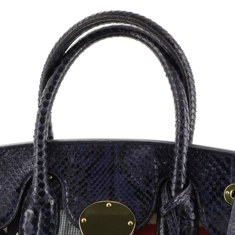 Ralph Lauren Collection American Flag Ricky Satchel Patchwork Canvas with Python 4