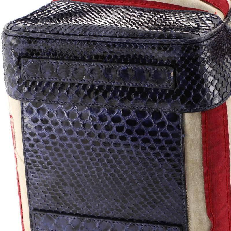 Ralph Lauren Collection American Flag Ricky Satchel Patchwork Canvas with Python In Good Condition In NY, NY