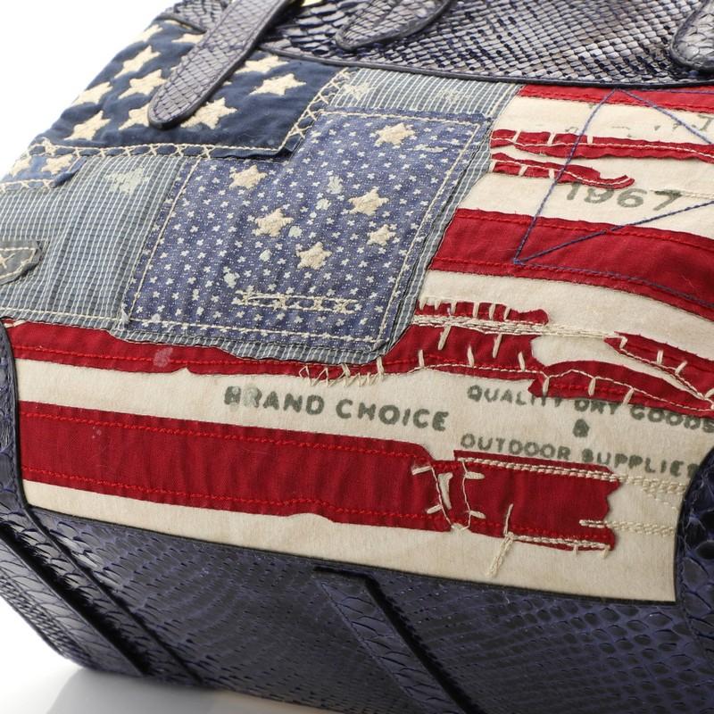 Ralph Lauren Collection American Flag Ricky Satchel Patchwork Canvas with Python 1