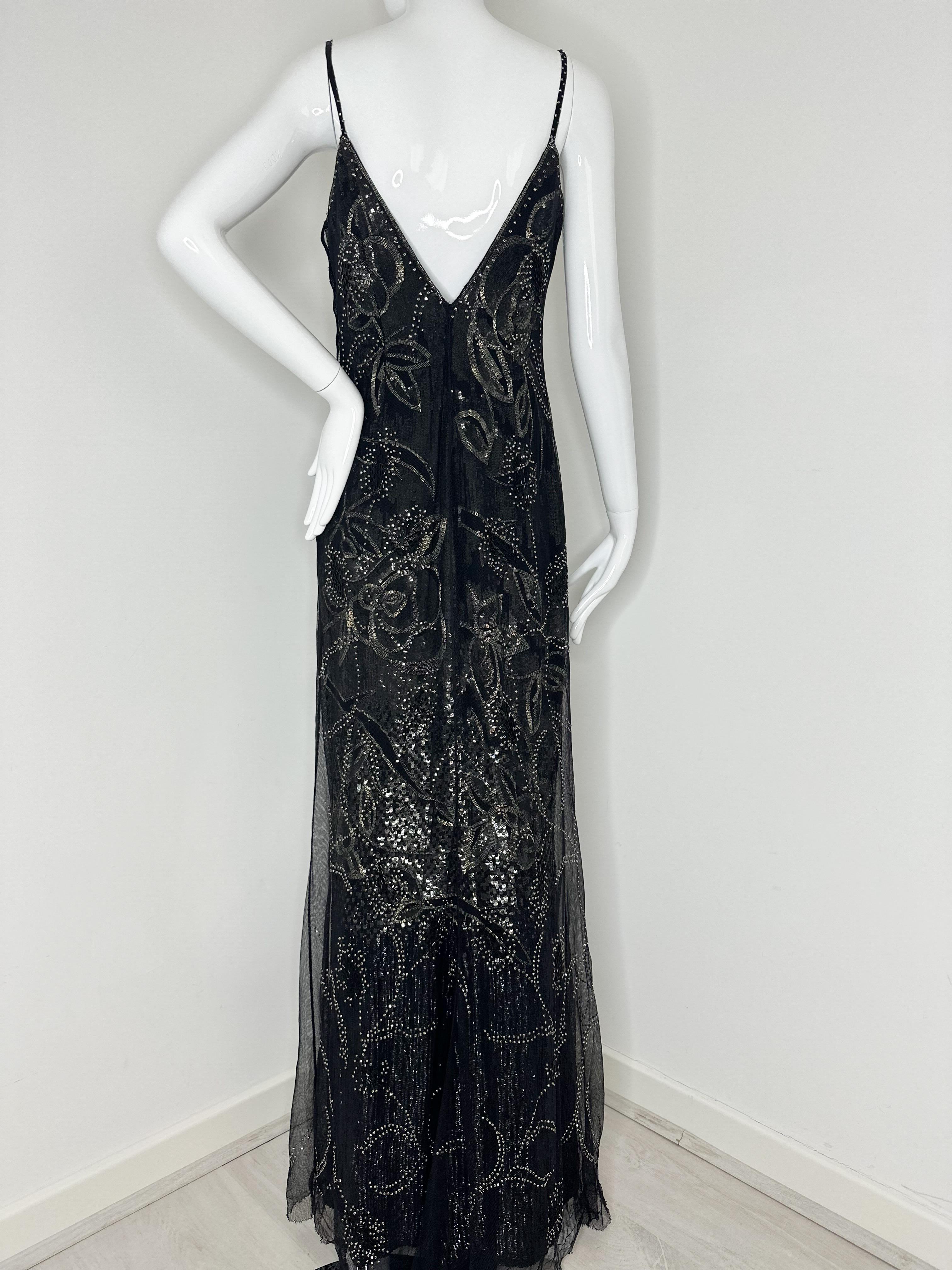 Ralph Lauren Collection (purple label) beaded sequin black and gold maxi dress/gown 

Absolutele luxury! Fully beaded and embellished gown with beaded tulle over the main layer of dress 
Zipper on the side 

Size 8

Good pre owned condition with