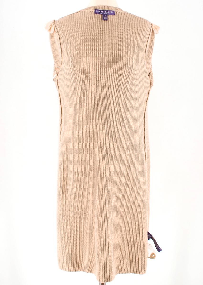 Ralph Lauren Collection Beige Knitted Longline Cardigan - Size S  In New Condition For Sale In London, GB