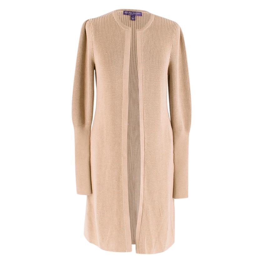 Ralph Lauren Collection Beige Knitted Longline Cardigan - Size S  For Sale 5