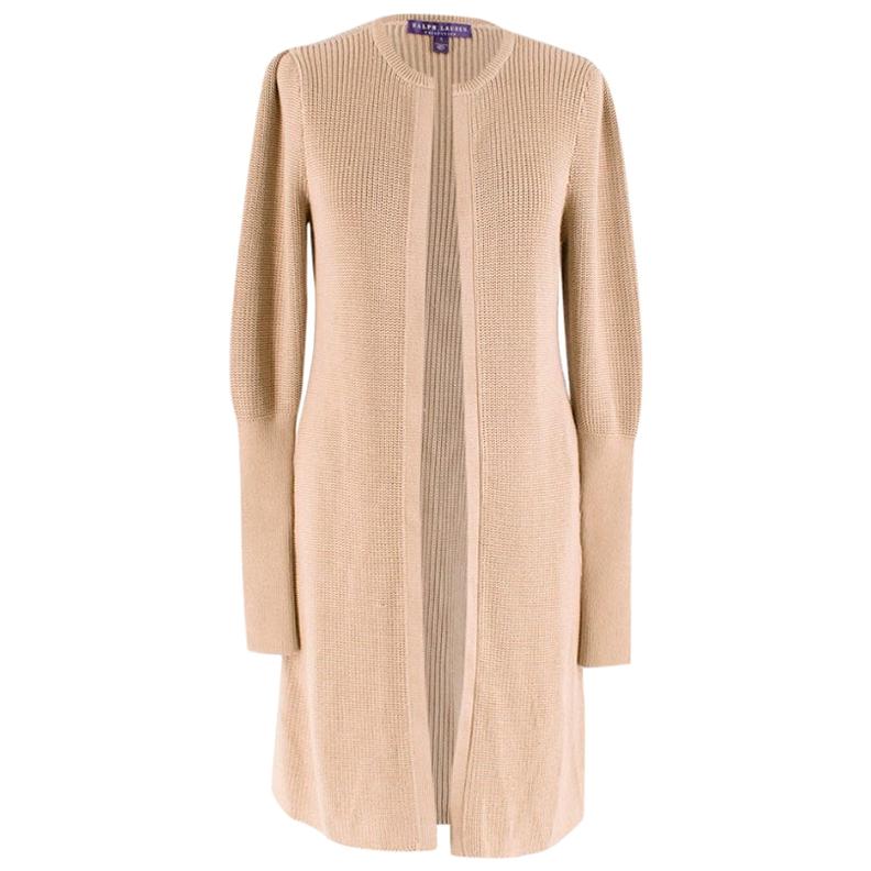 Ralph Lauren Collection Beige Knitted Longline Cardigan - Size S  For Sale