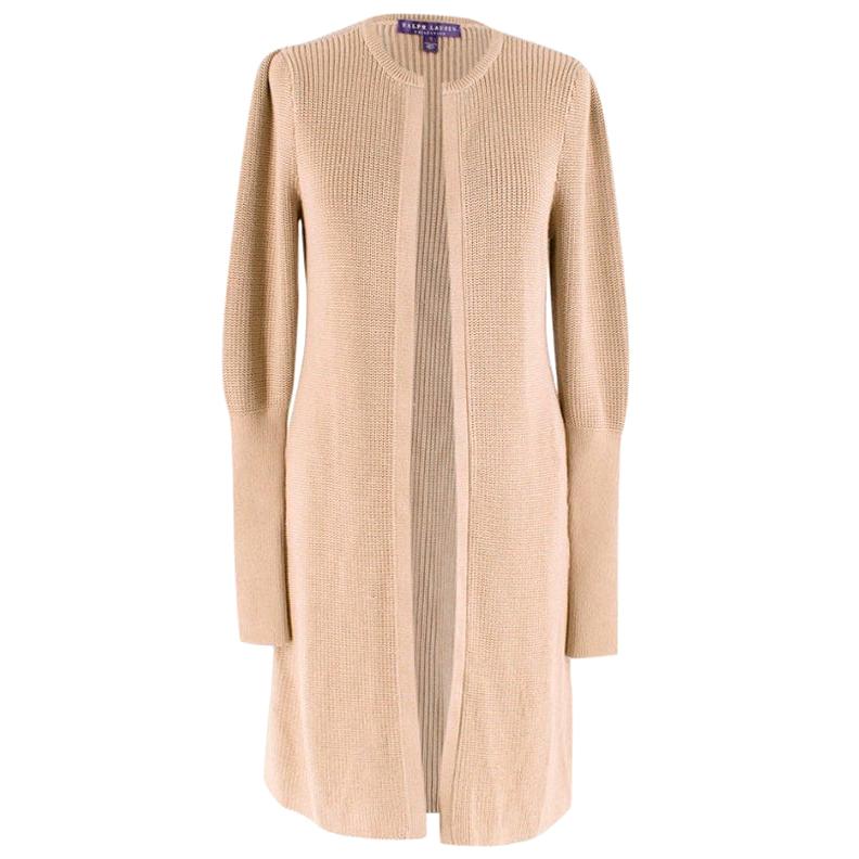 Ralph Lauren Collection Beige Knitted Longline Cardigan - Size S  For Sale