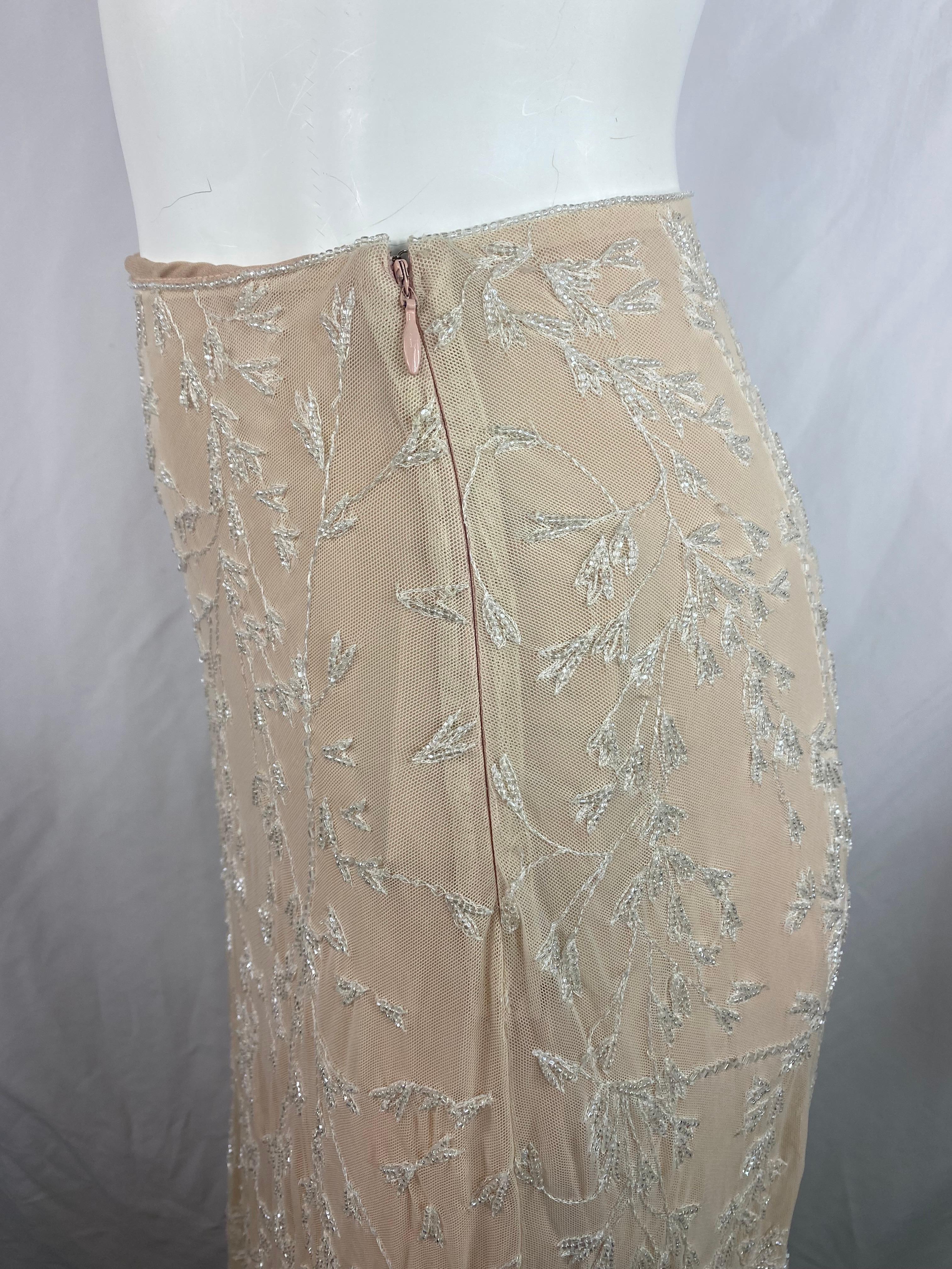 Ralph Lauren Collection Maxifalda de Malla Beige, Talla 4 4