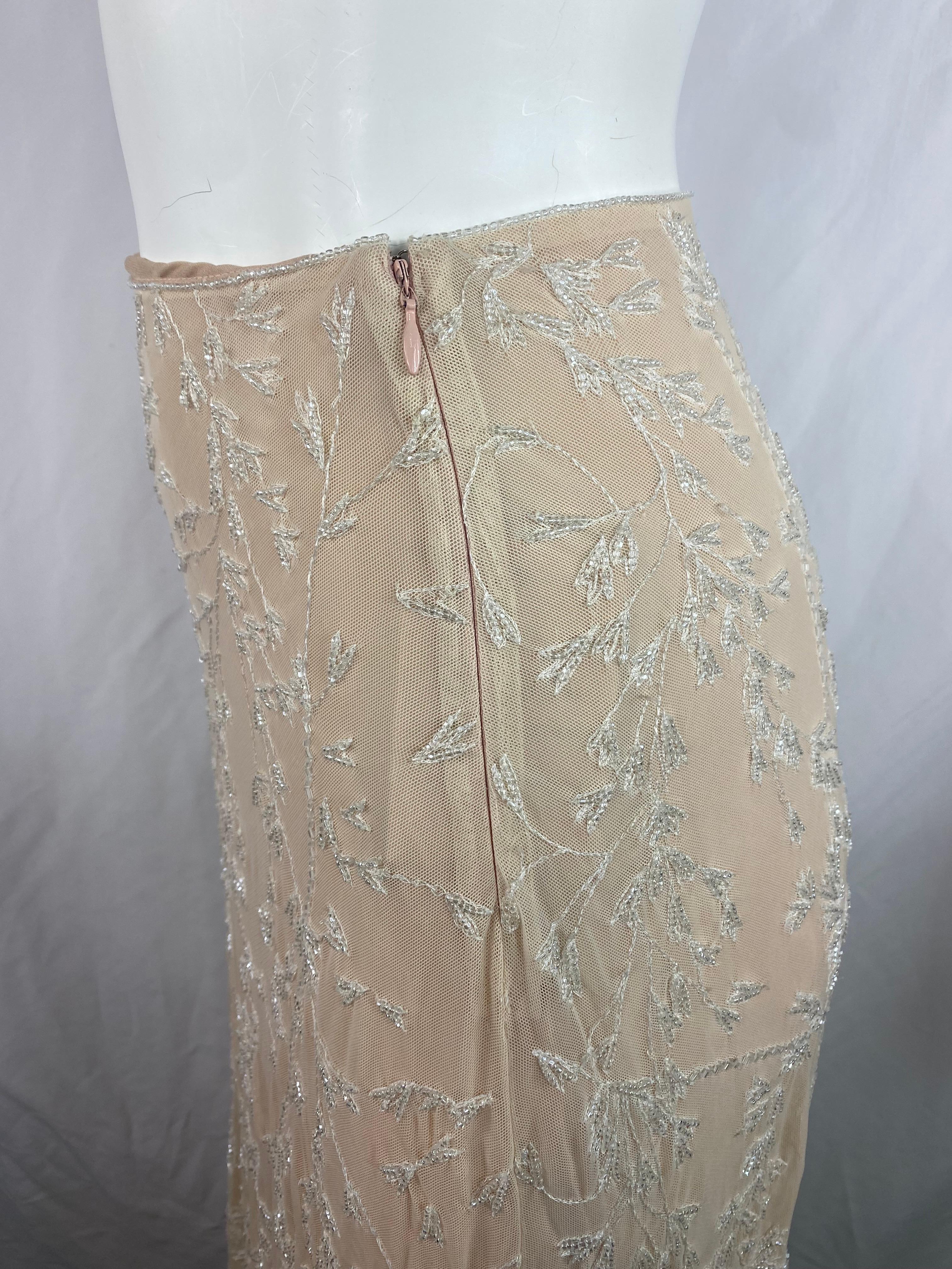 Ralph Lauren Collection Beige Mesh Maxi Skirt, Size 4 For Sale 1