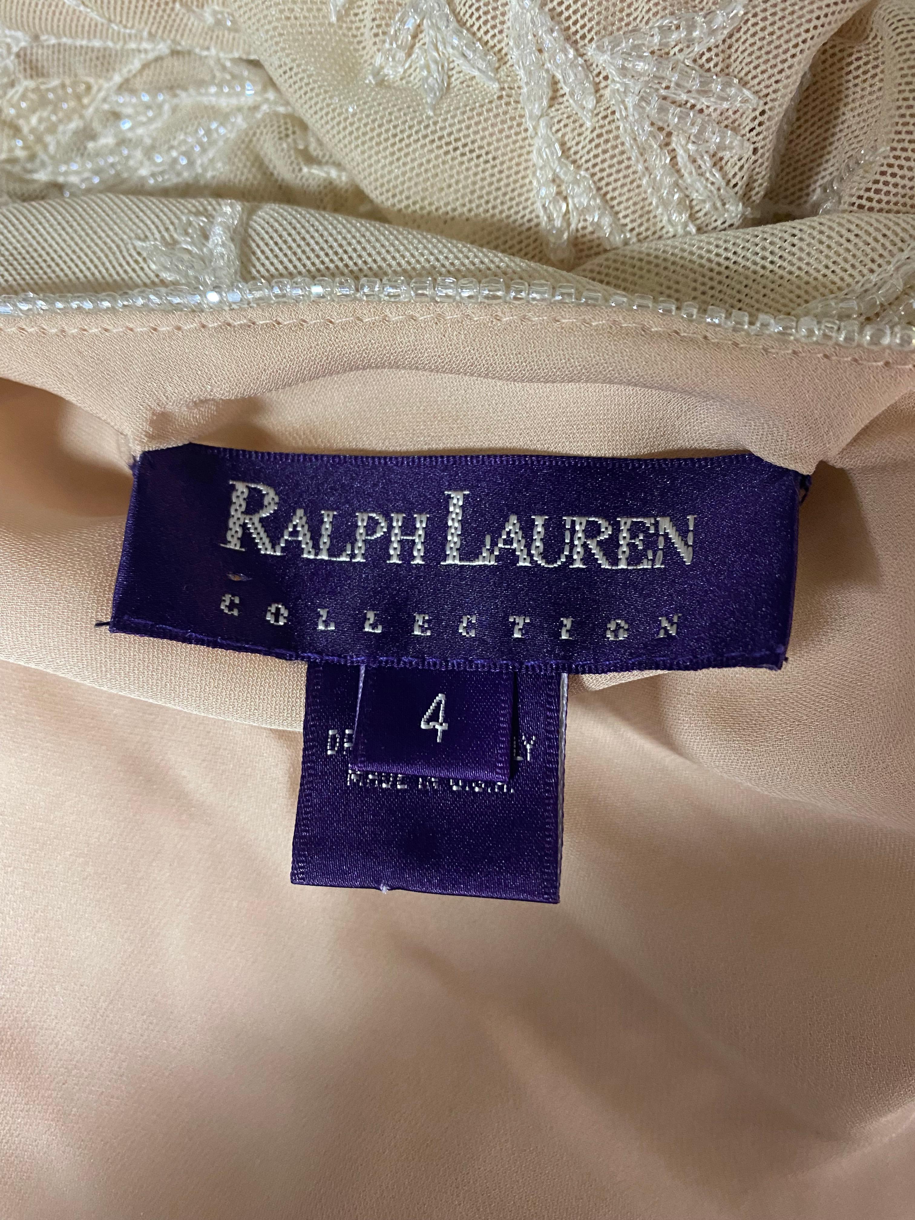 Ralph Lauren Collection Beige Mesh Maxi Skirt, Size 4 For Sale 2
