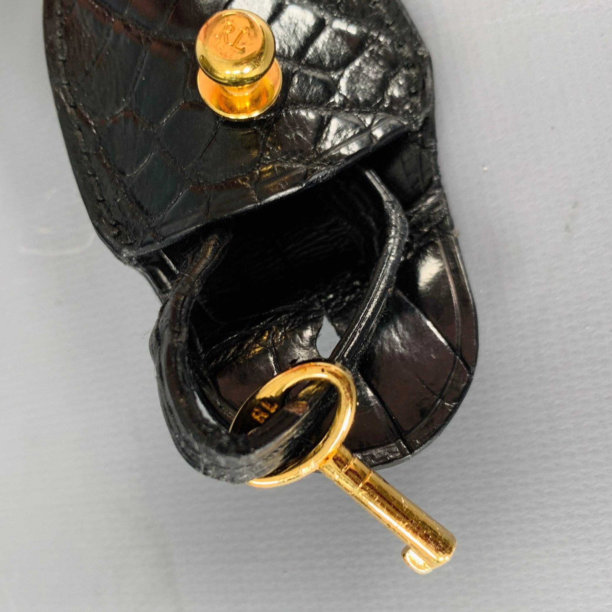 RALPH LAUREN COLLECTION Black Gold Alligator Doctor Handbag For Sale 4