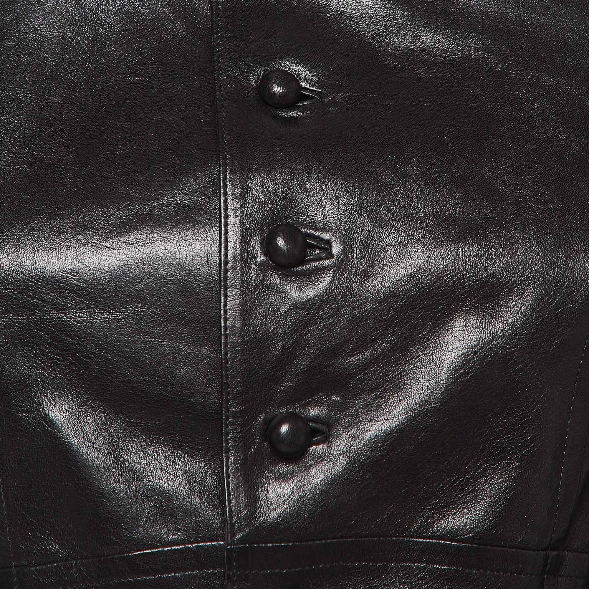 Ralph Lauren Collection Black Leather Peplum Style Jacket M In Good Condition In Dubai, Al Qouz 2