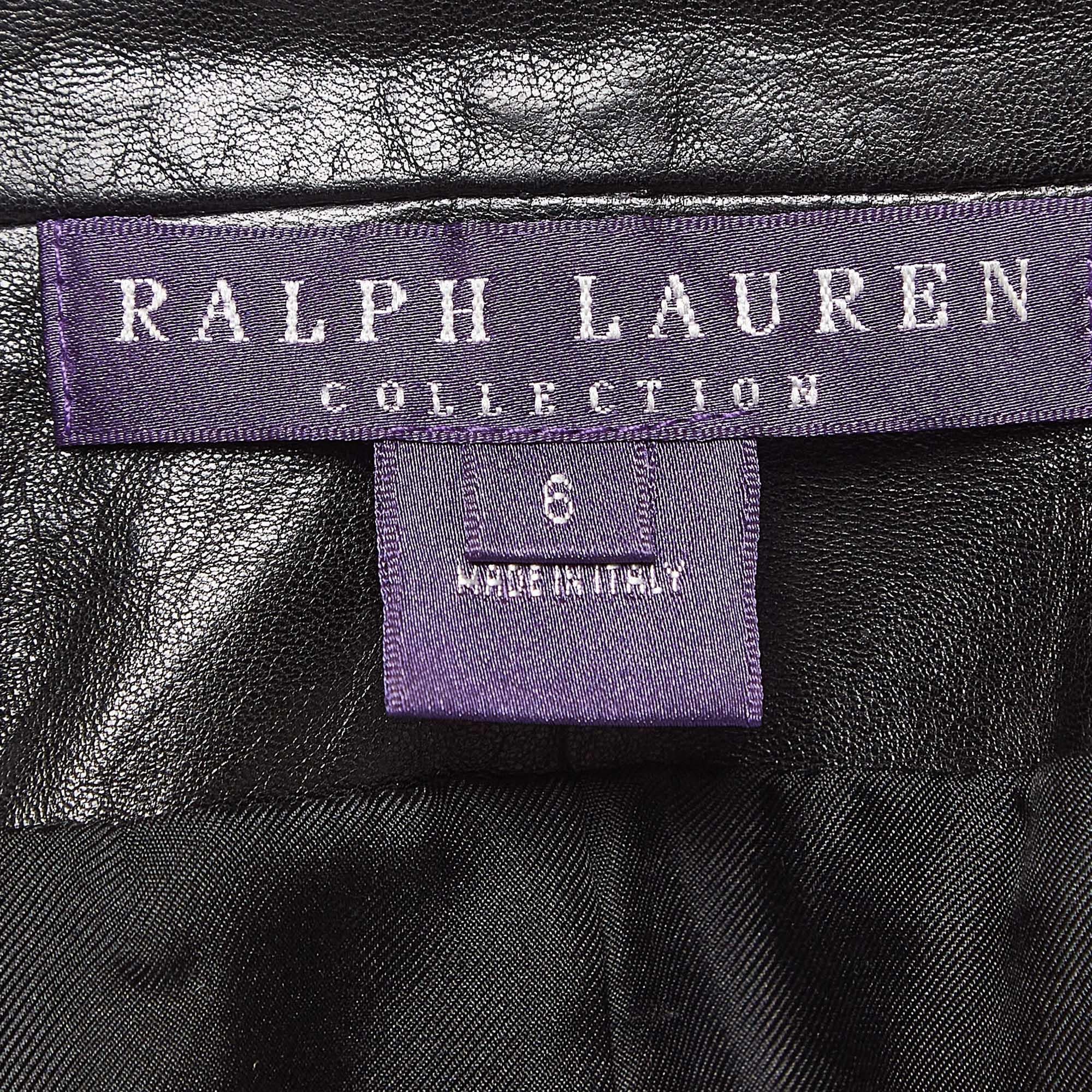 Women's Ralph Lauren Collection Black Leather Peplum Style Jacket M
