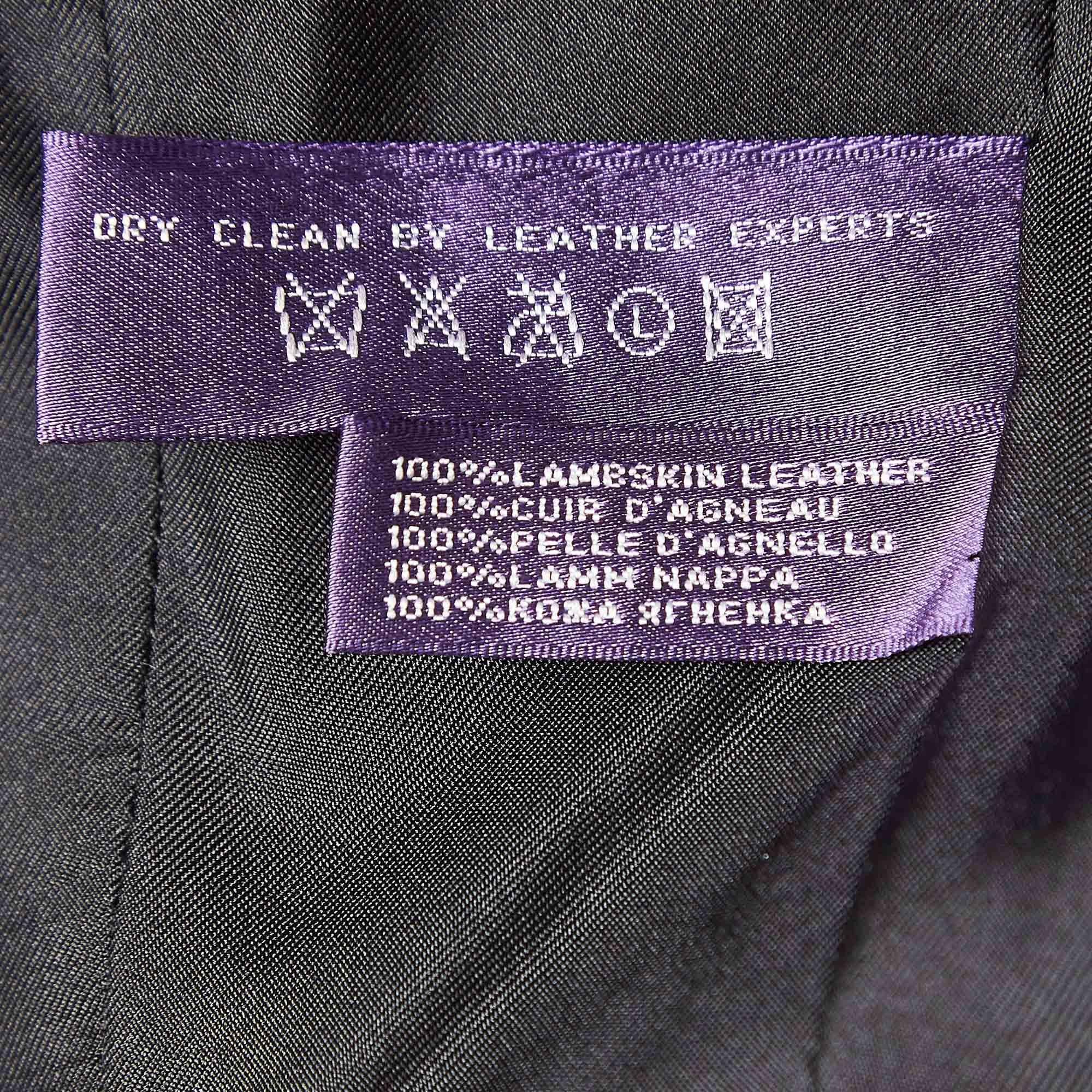 Ralph Lauren Collection Black Leather Peplum Style Jacket M 1