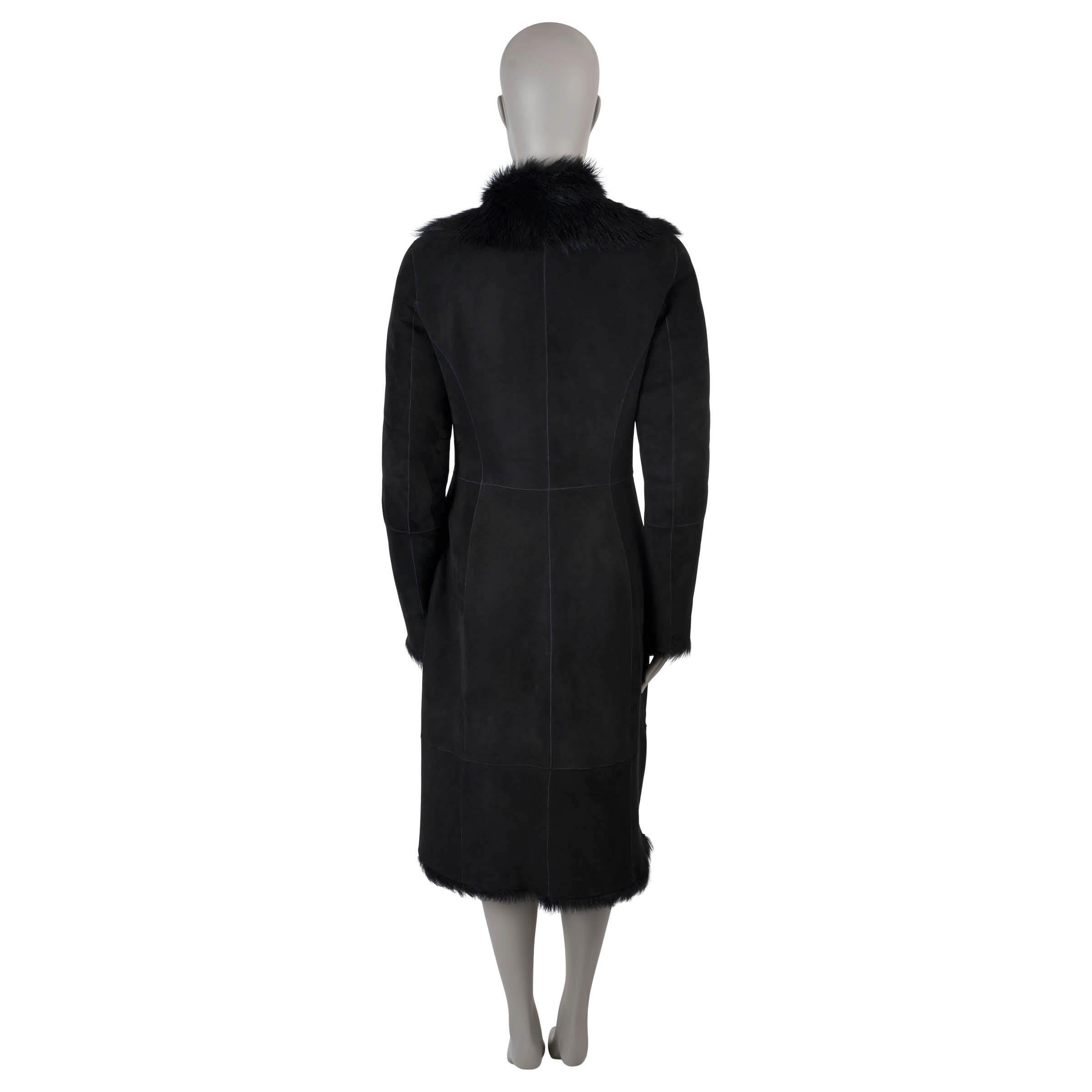Black RALPH LAUREN COLLECTION black SHEARLING Coat Jacket 1 S For Sale