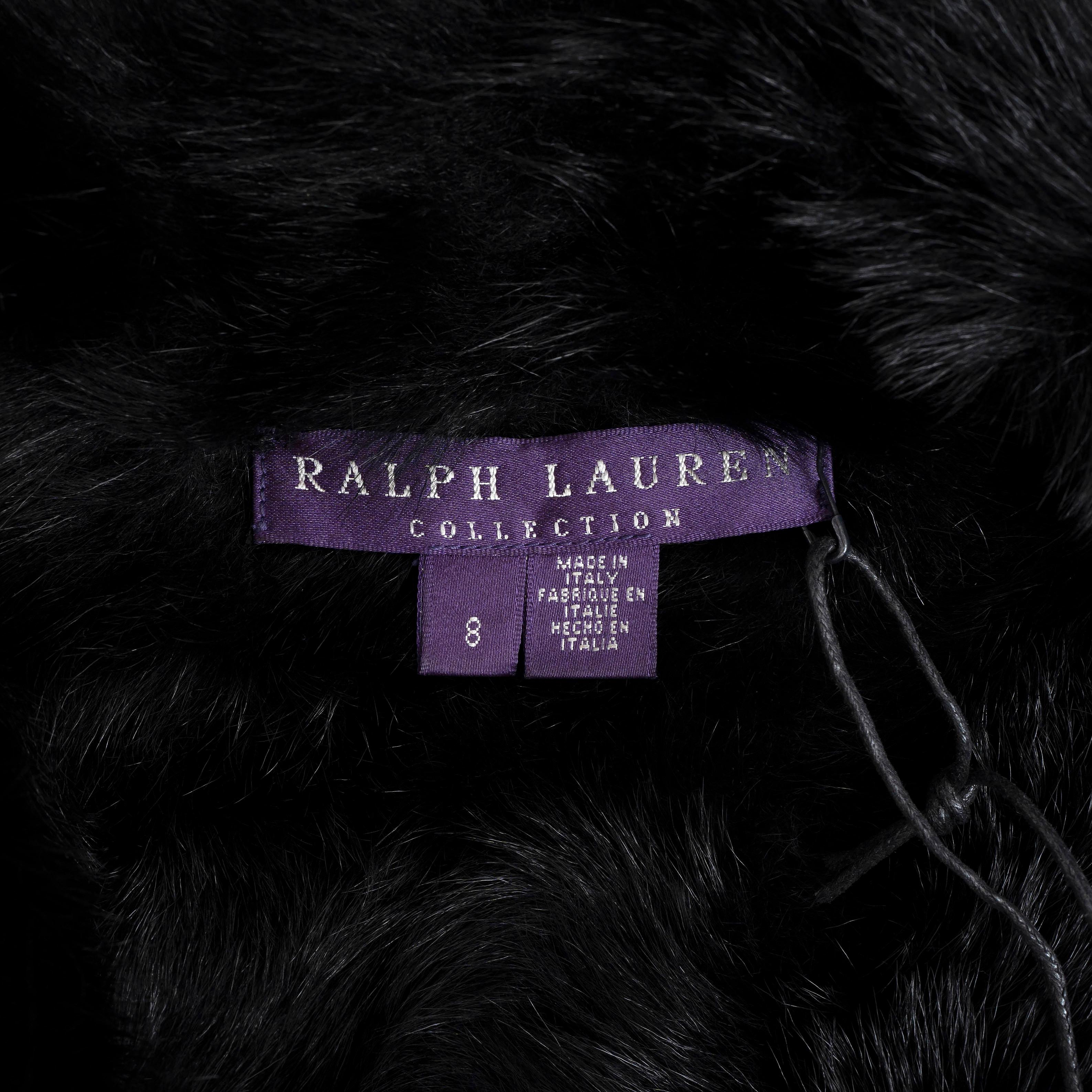 RALPH LAUREN COLLECTION black SHEARLING Coat Jacket 1 S For Sale 1