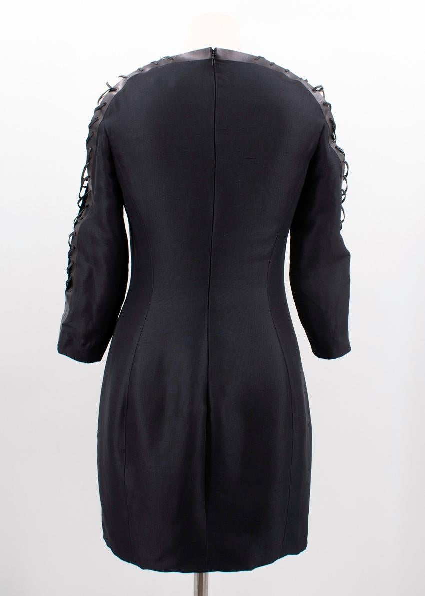 Black Ralph Lauren Collection black silk lace up dress US 2 For Sale