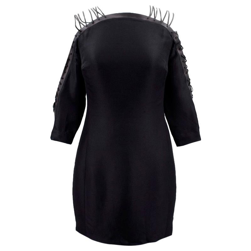 Ralph Lauren Collection black silk lace up dress US 2 For Sale