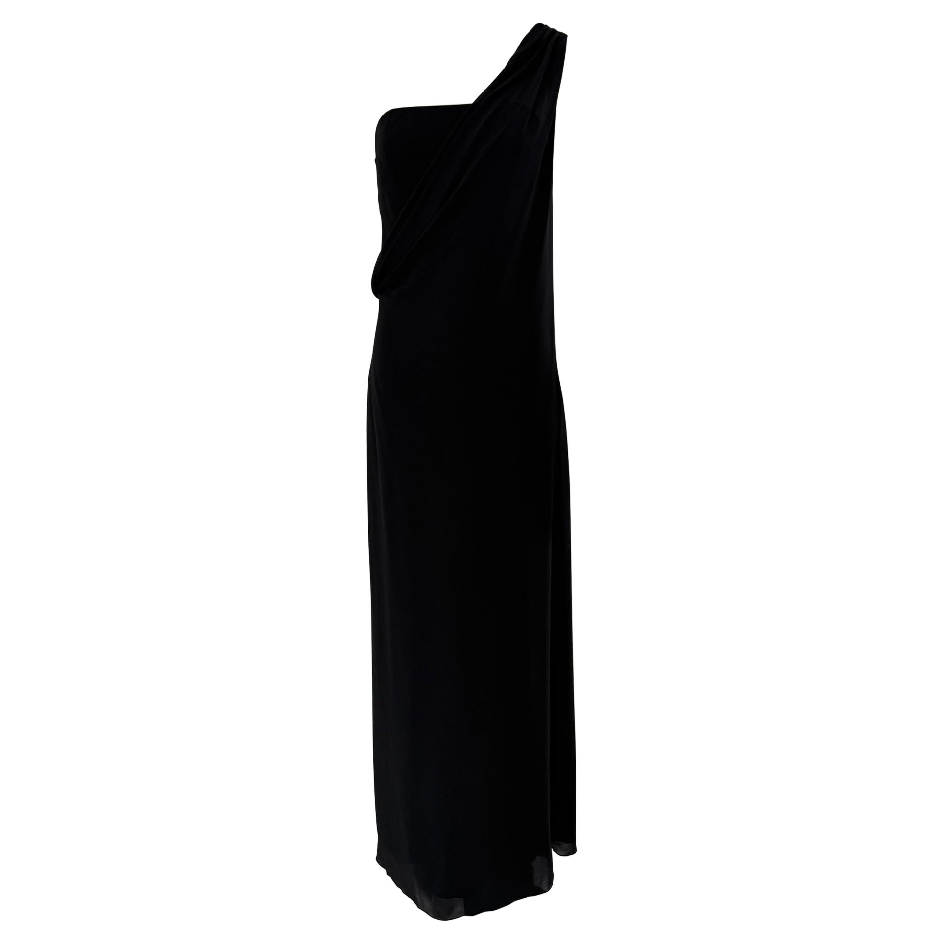 Ralph Lauren Collection Black Silk Strapless Gown and Chiffon Drape Overlay 4 For Sale