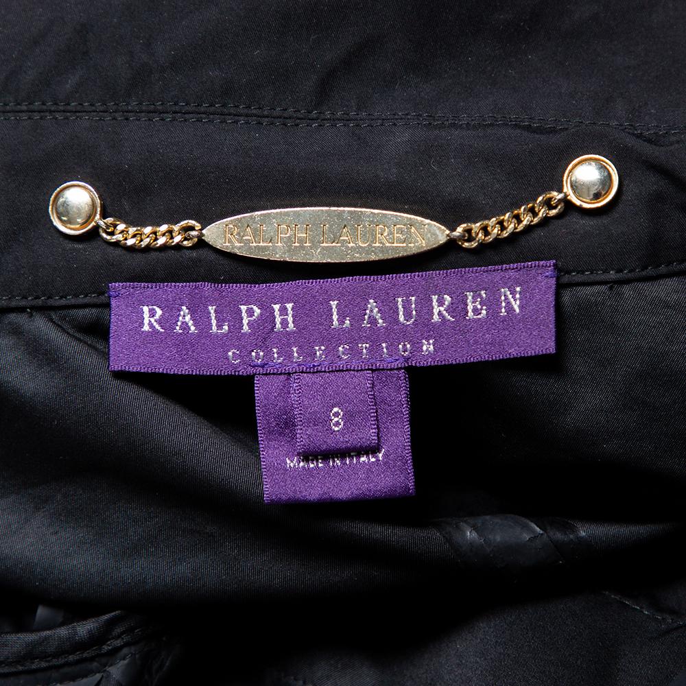 Ralph Lauren Kollektion Schwarzer synthetischer Utility-Mantel mit Reißverschluss vorne M Damen im Angebot