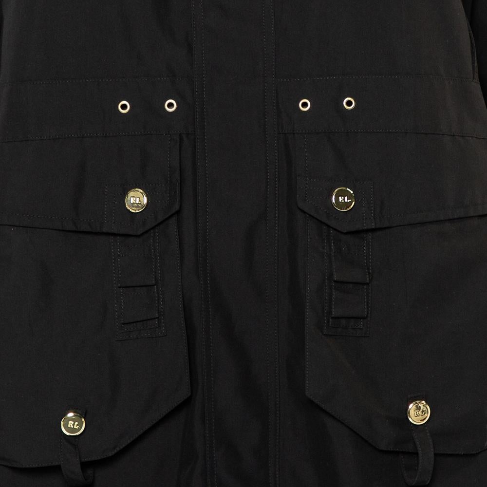 Women's Ralph Lauren Collection Black Synthetic Zip Front Utility Coat M For Sale