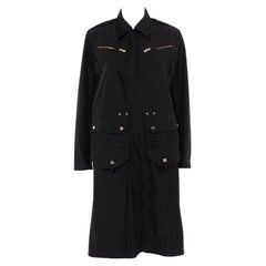 Ralph Lauren Collection - Manteau utilitaire noir en synthétique avec fermeture éclair sur le devant, taille M