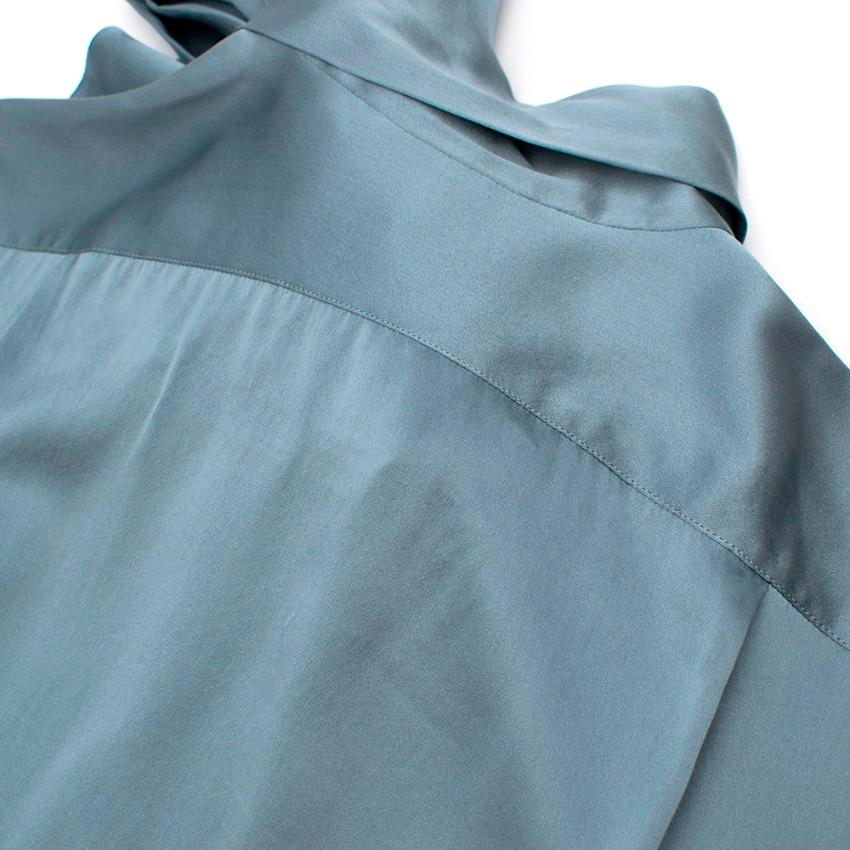 Ralph Lauren Kollektion Blaue Seidenbluse mit Krawattenhalsausschnitt - Größe US 6 4