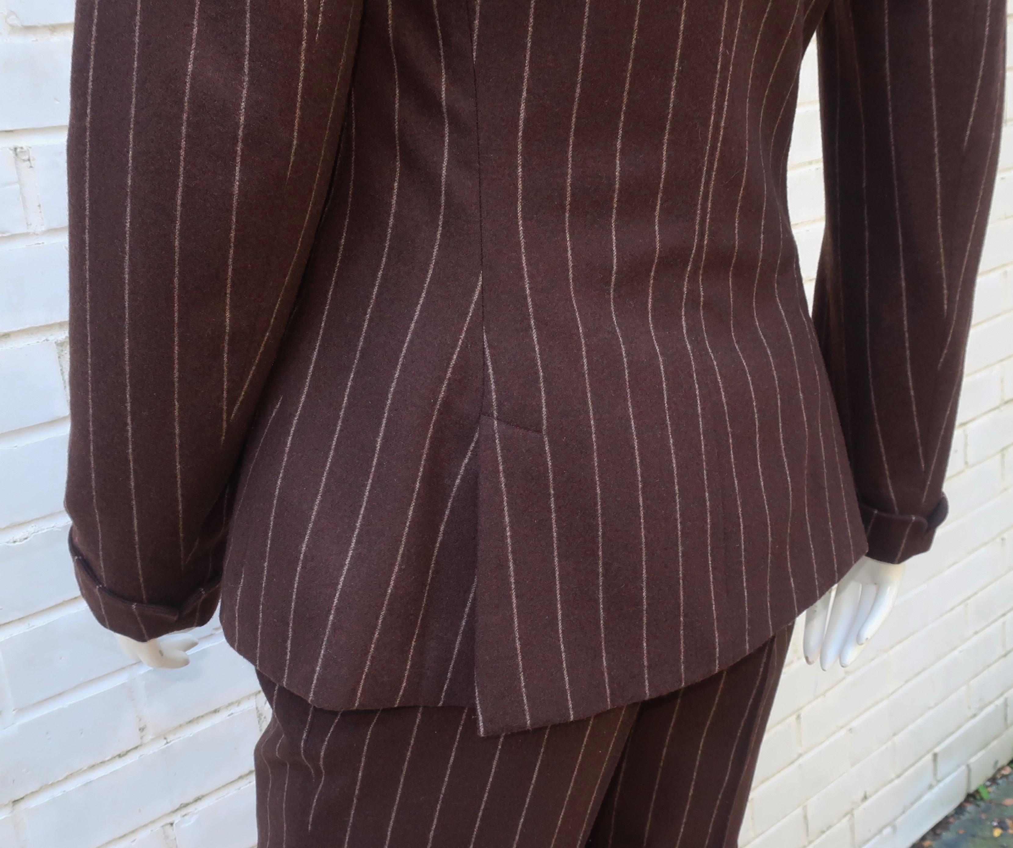 Ralph Lauren Collection Brown Wool Pinstripe Pant Suit 3