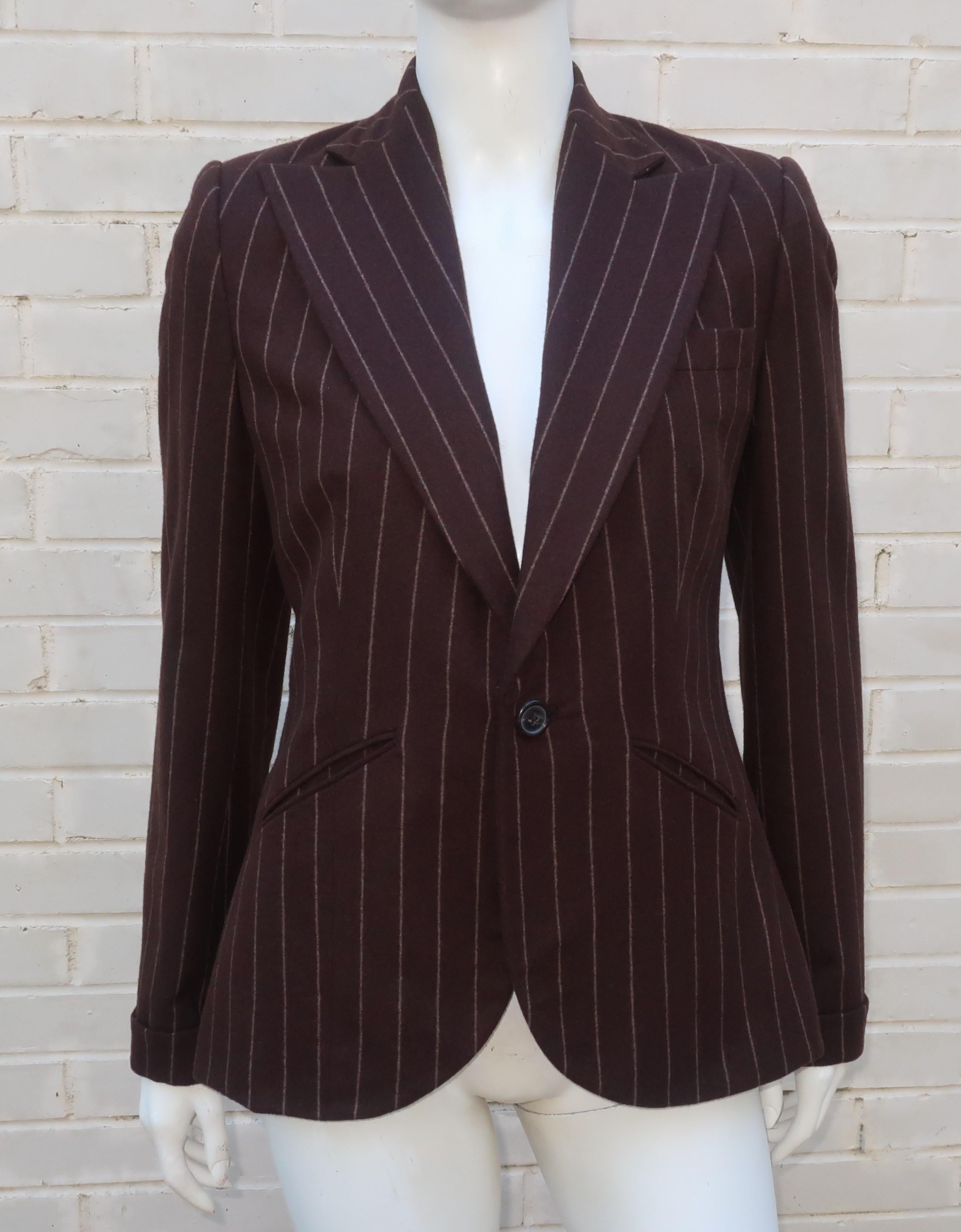 Ralph Lauren Collection Brown Wool Pinstripe Pant Suit 5