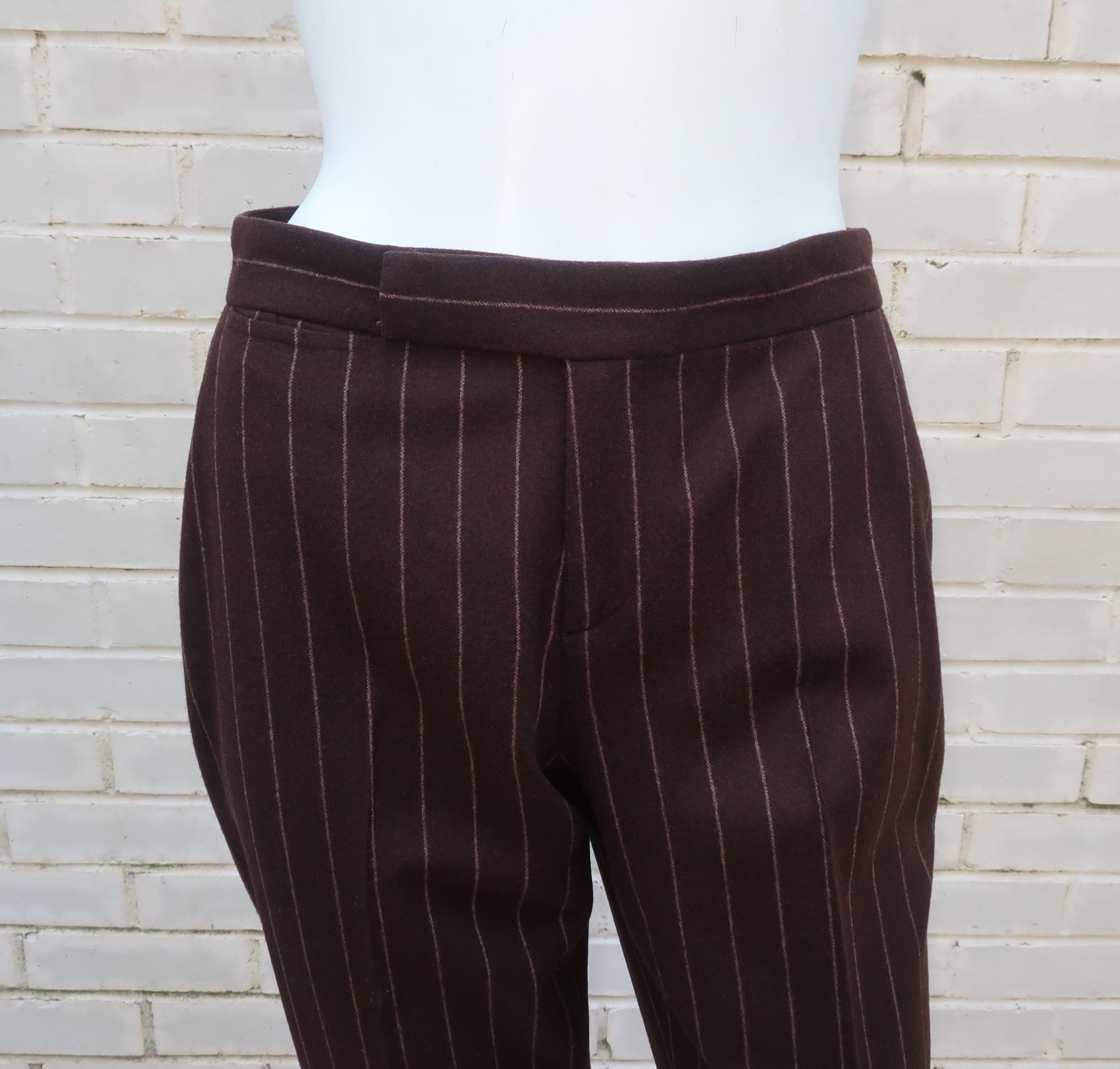 Ralph Lauren Collection Brown Wool Pinstripe Pant Suit 7