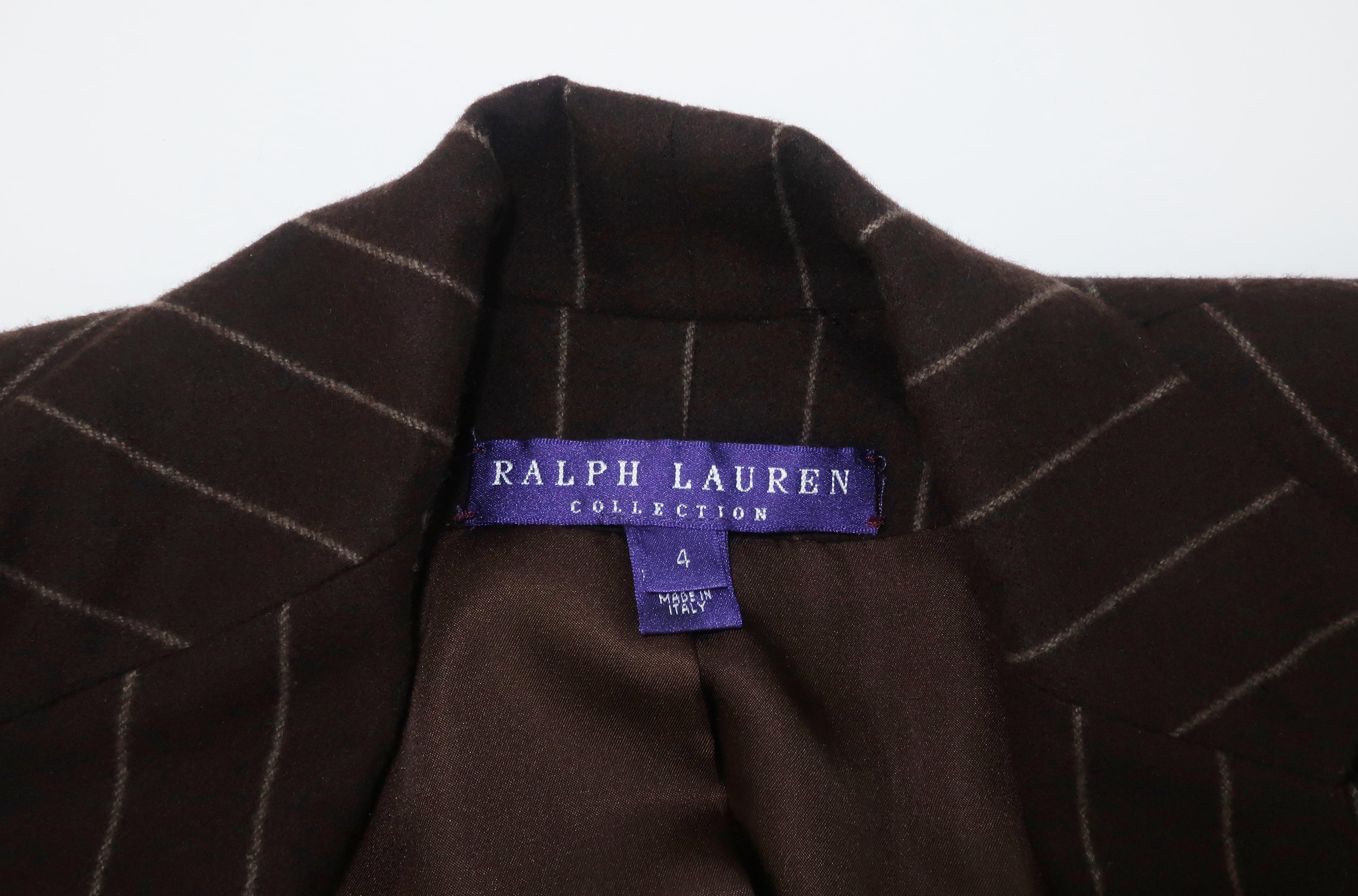 Ralph Lauren Collection Brown Wool Pinstripe Pant Suit 8