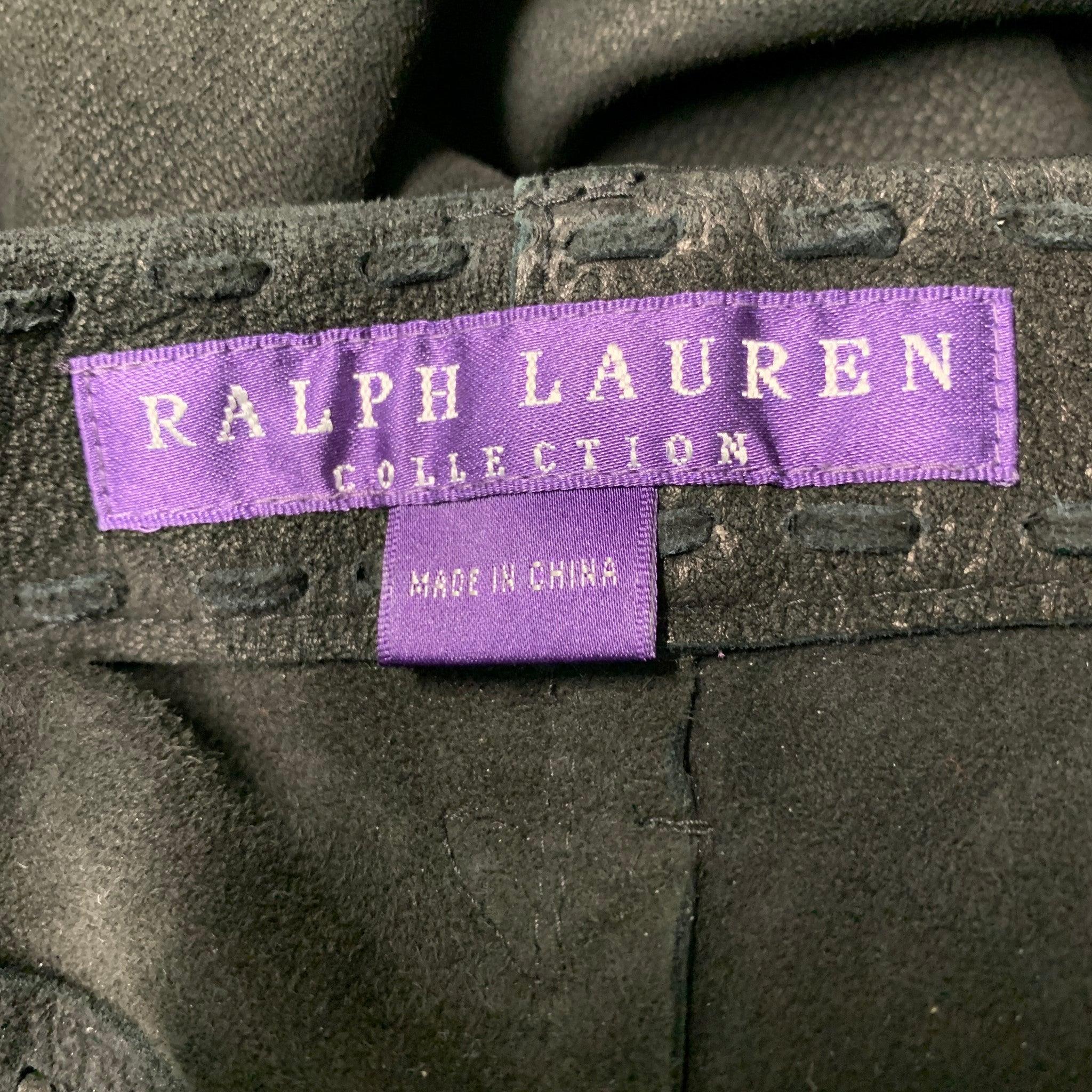RALPH LAUREN COLLECTION by Size 10 Black Suede Western Casual Pants In Excellent Condition For Sale In San Francisco, CA