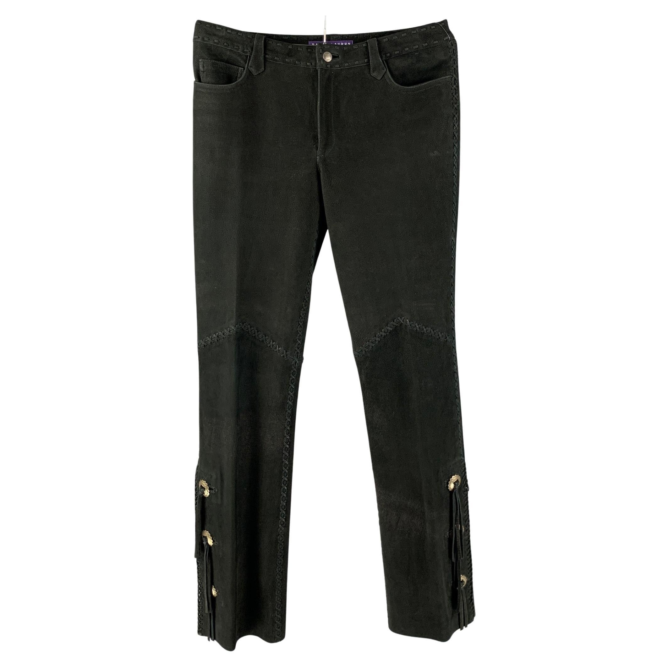RALPH LAUREN COLLECTION by Size 10 Black Suede Western Casual Pants