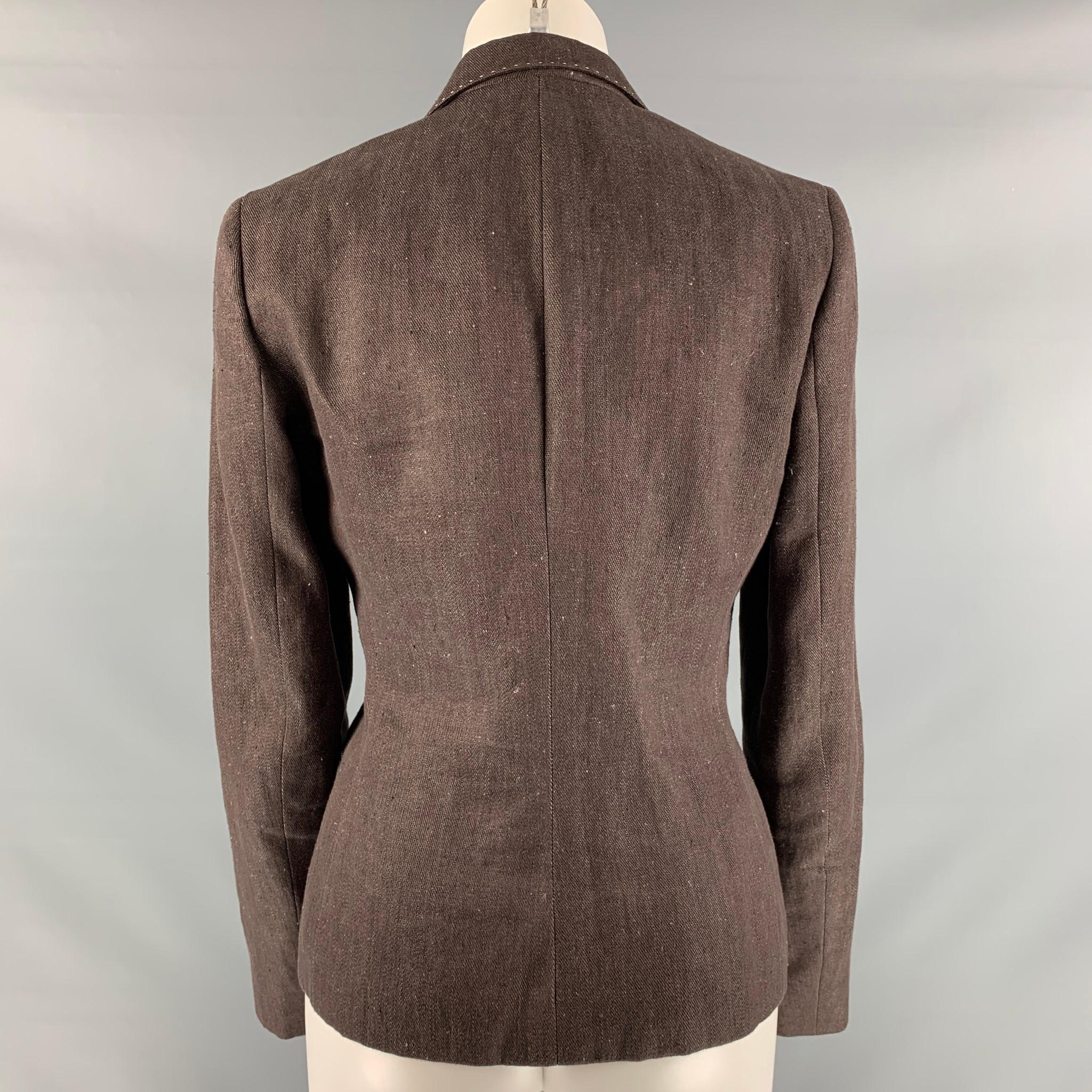 brown linen blazer womens