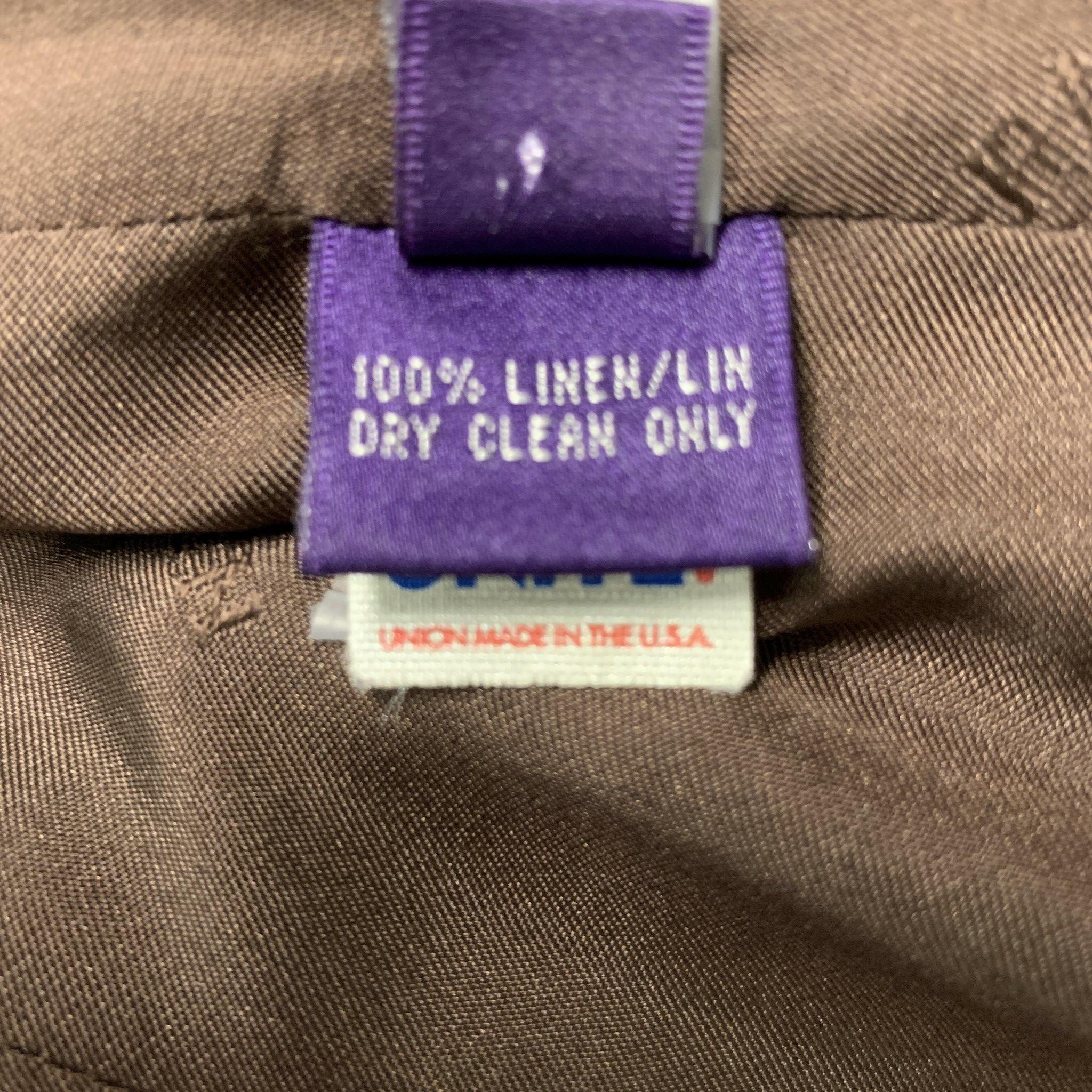 RALPH LAUREN 'COLLECTION by'  Size 6 Brown Linen Contrast Stitch  Blazer For Sale 1