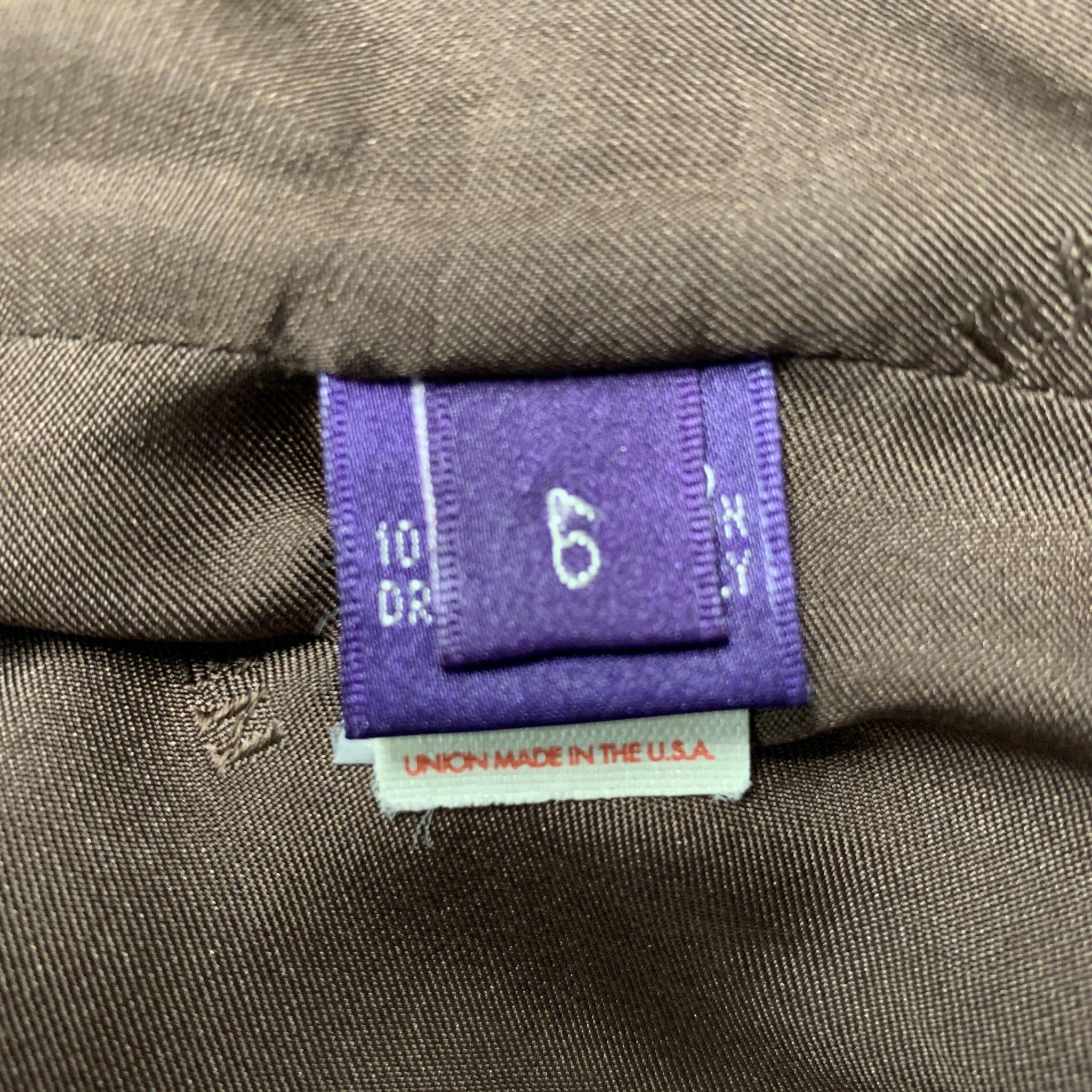 Gray RALPH LAUREN 'COLLECTION by' Size 6 Brown Linen Contrast Stitch Blazer