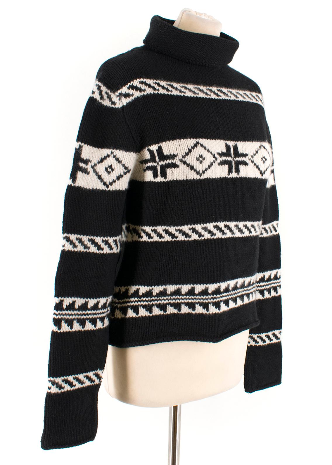 Ralph Lauren Collection Cashmere Patterned Chunky Roll-neck Jumper

- Pure cashmere
- Chunky knit
- Roll-neck
- Regular fit
- Black & white striped with patterning

Please note, these items are pre-owned and may show some signs of storage, even when