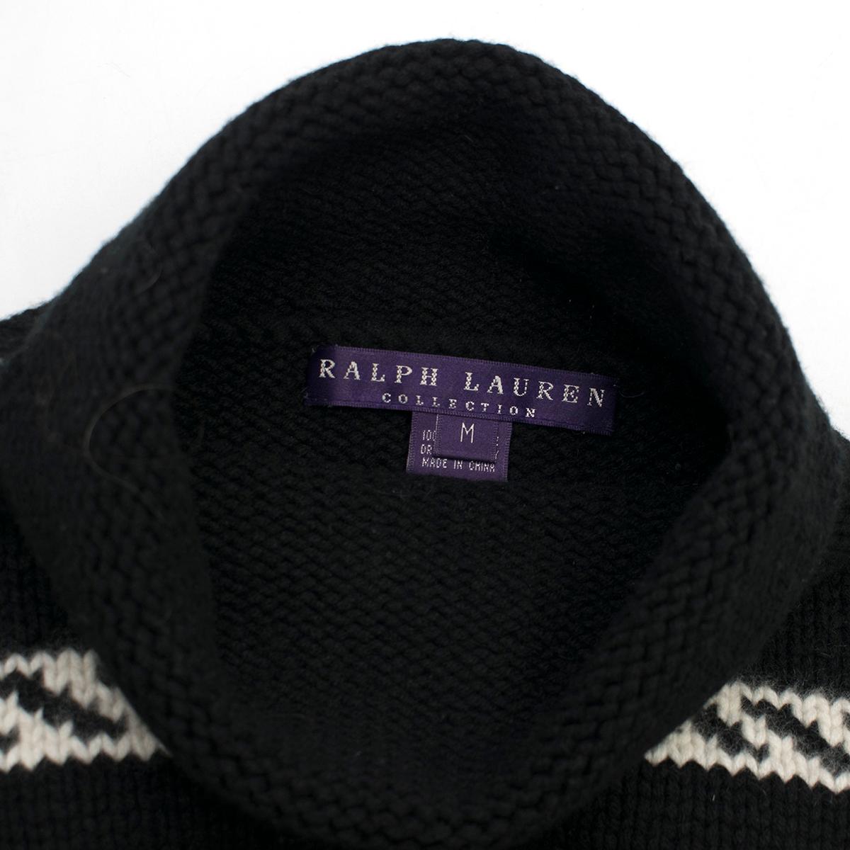 Ralph Lauren Collection Cashmere Patterned Chunky Roll-neck Jumper US 8 In Good Condition In London, GB