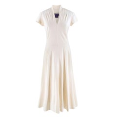 Ralph Lauren Collection Cream Silk Fluted Dress UK 10