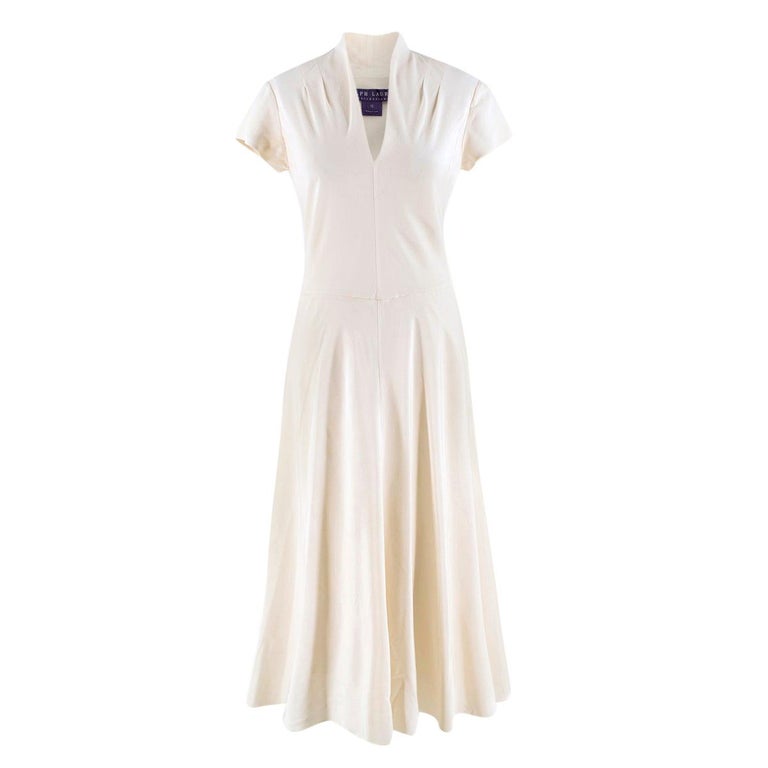 Ralph Lauren Collection Cream Silk Fluted Dress UK 10 at 1stDibs | cream  silk dress