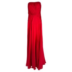 Ralph Lauren Collection Draped Red Silk Strapless Evening Gown 6