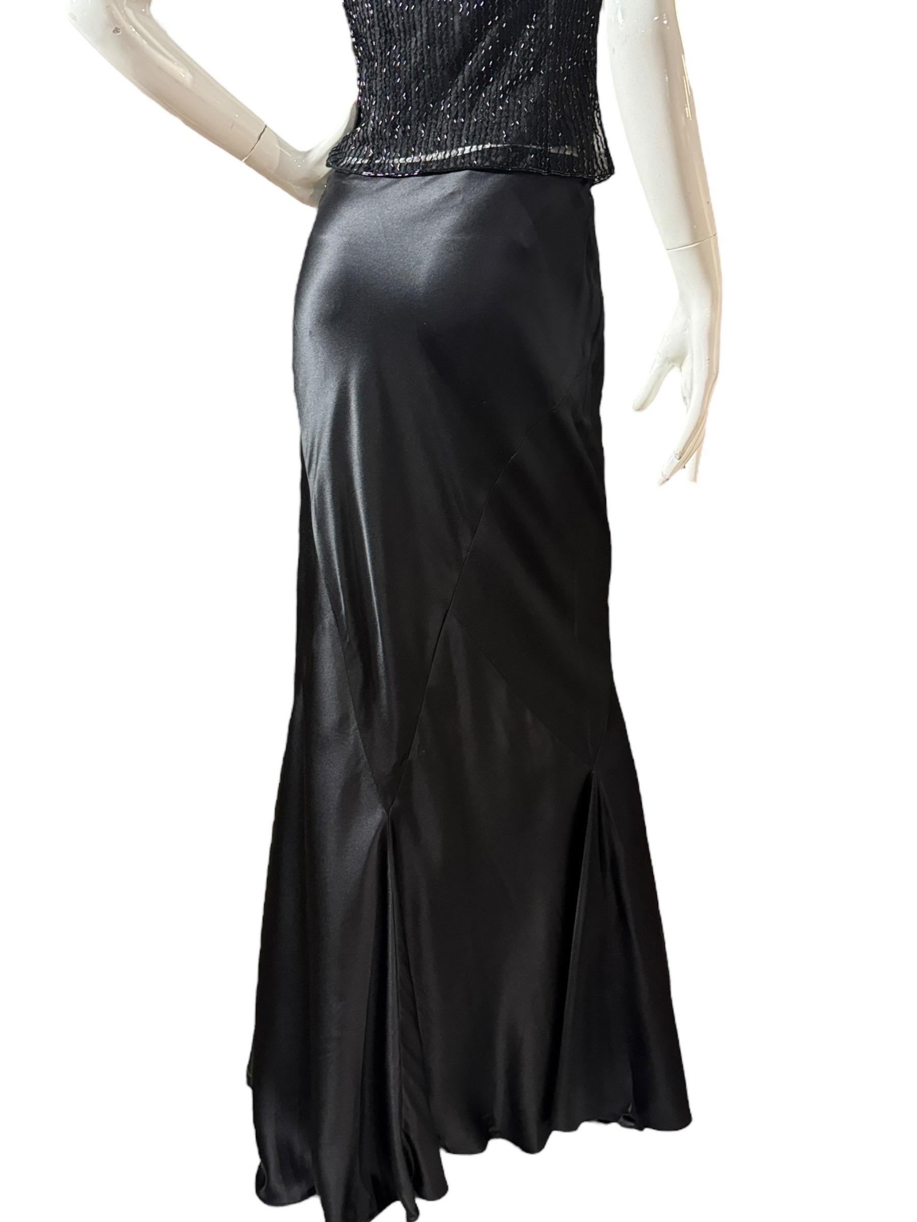 Collection Ralph Lauren Automne 2005 Jupe de soirée en soie noire coupée en biais, taille 8 en vente 5