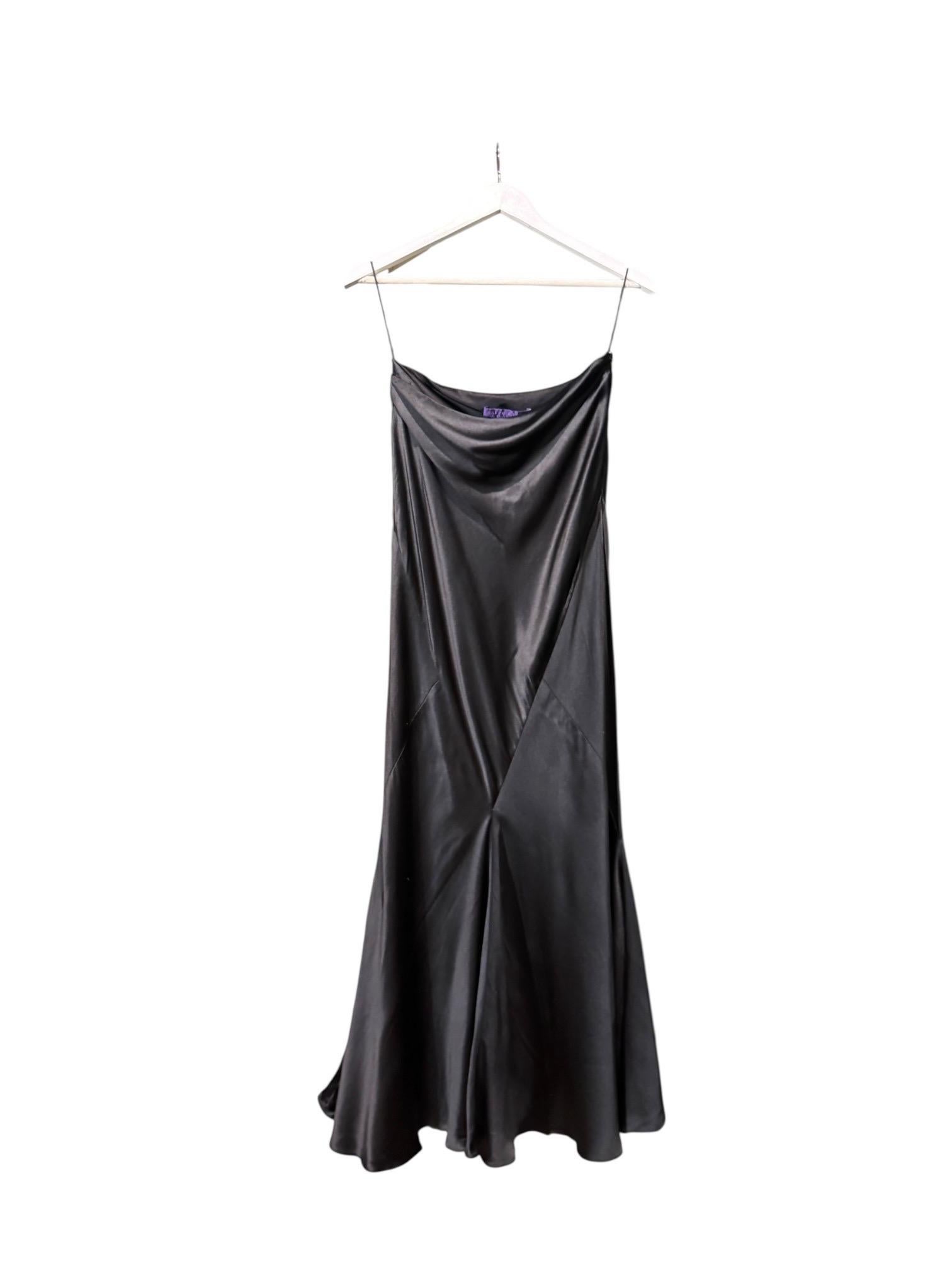 Collection Ralph Lauren Automne 2005 Jupe de soirée en soie noire coupée en biais, taille 8 en vente 8