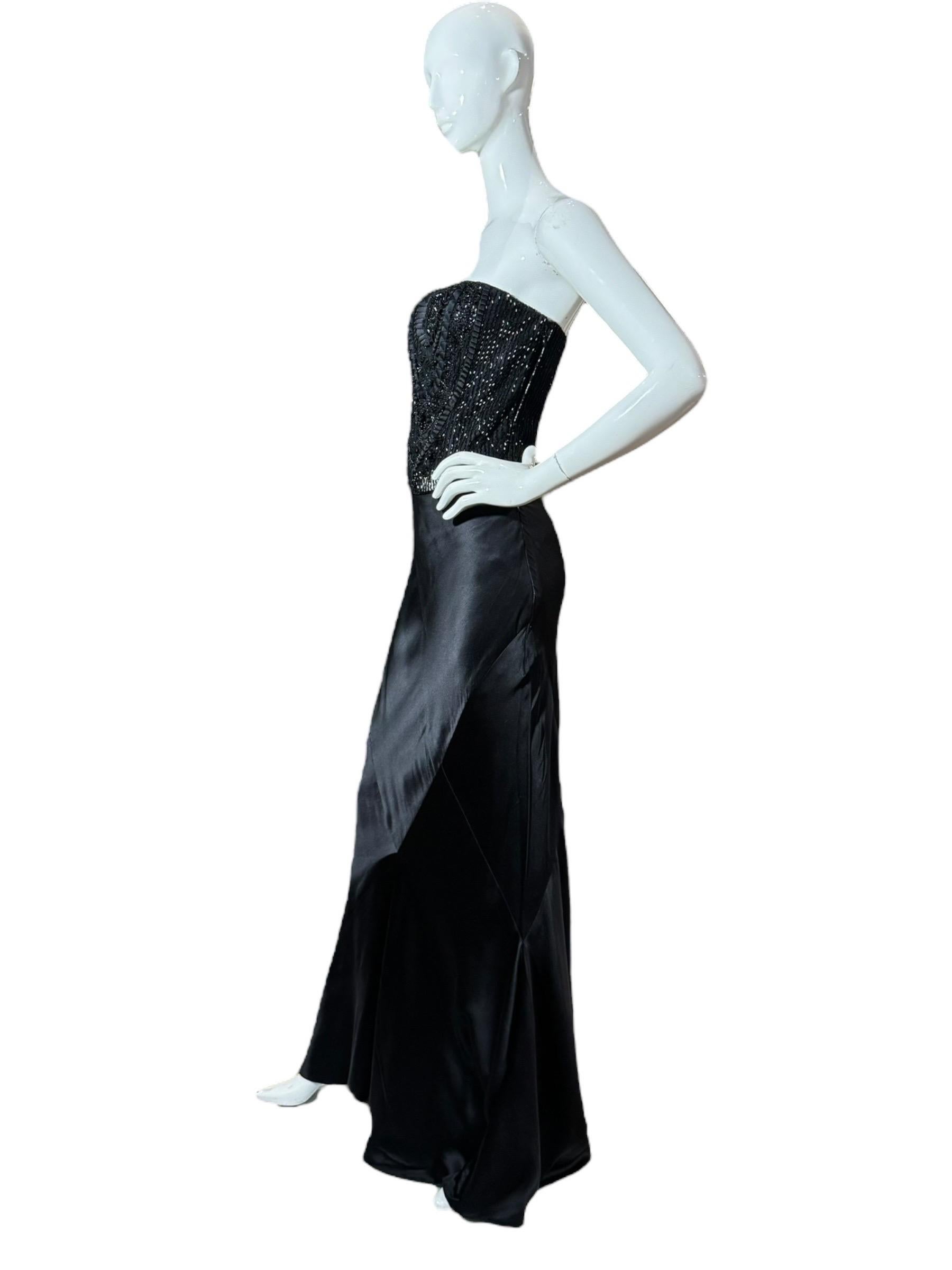 Collection Ralph Lauren Automne 2005 Jupe de soirée en soie noire coupée en biais, taille 8 en vente 1