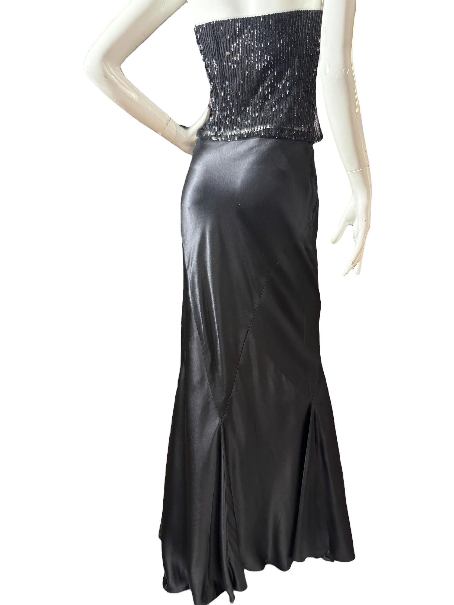 Collection Ralph Lauren Automne 2005 Jupe de soirée en soie noire coupée en biais, taille 8 en vente 2